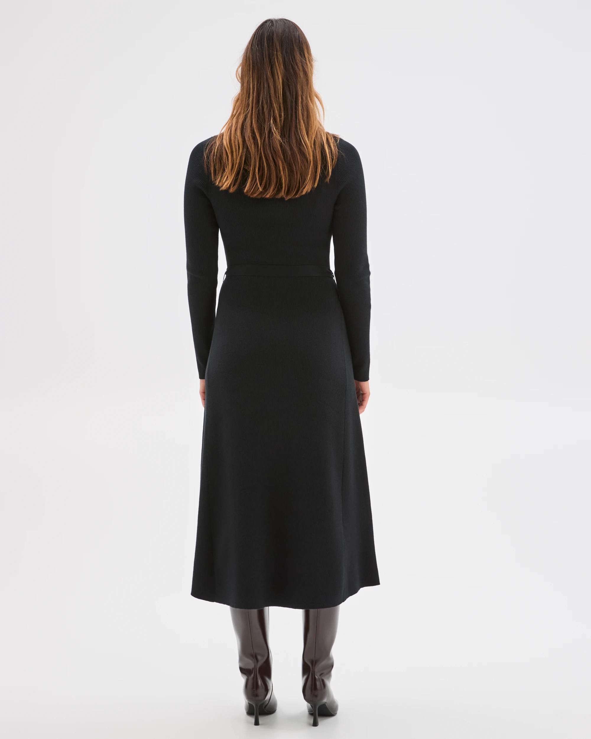 5 Preview Australian Cotton Blend Long Sleeve Knit Midi Dress BLACK, 5 of 5