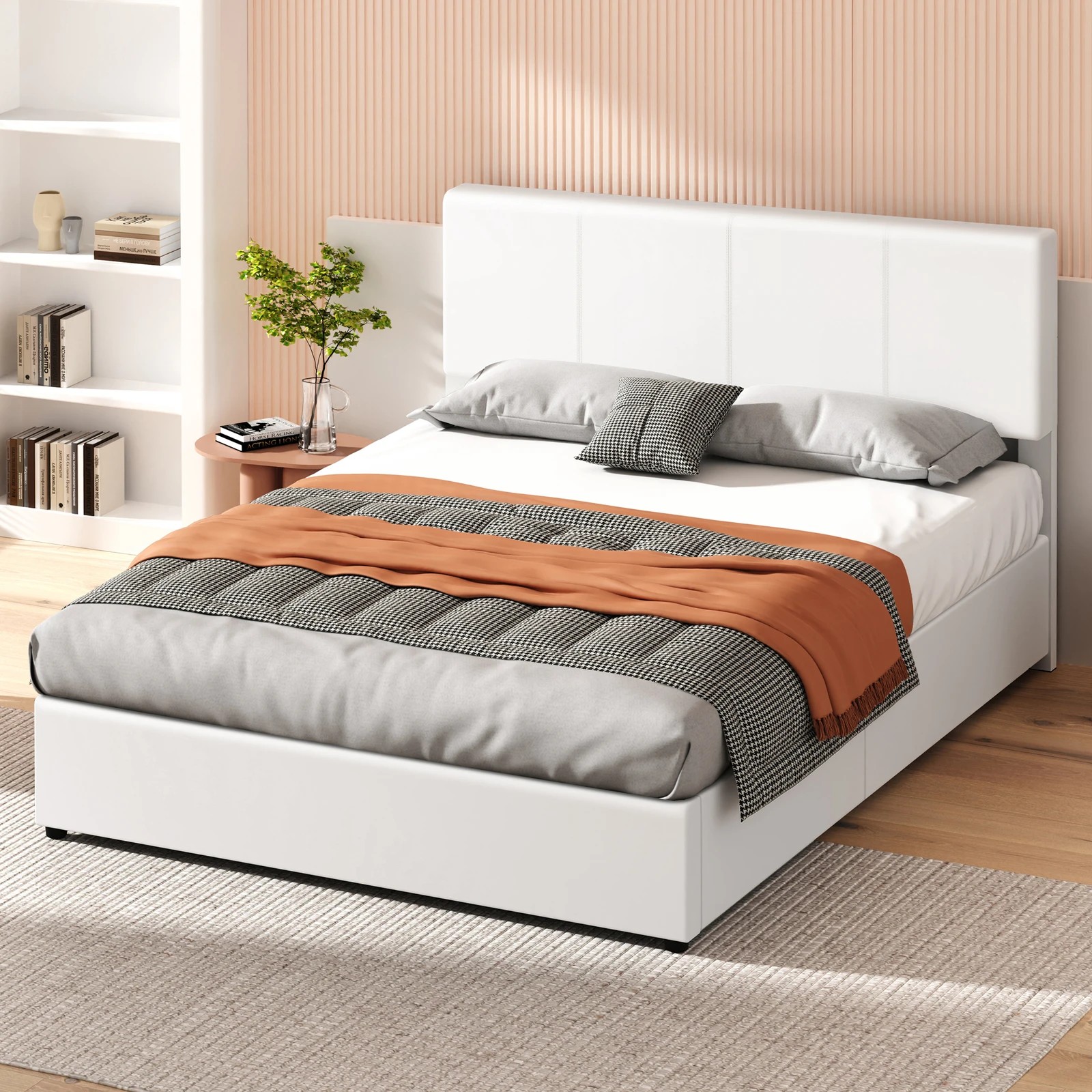 7 Alfordson Bed Frame Double Gas Lift Storage Adjustable Headboard Luria - White, 7 of 9