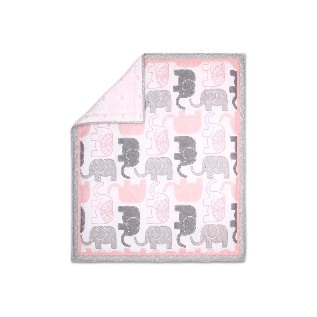 1 The Peanutshell 5pc Cot Bedding Set Sweet Peanut Grey Elephant Baby Nursery Decor
 - Pink, 1 of 4