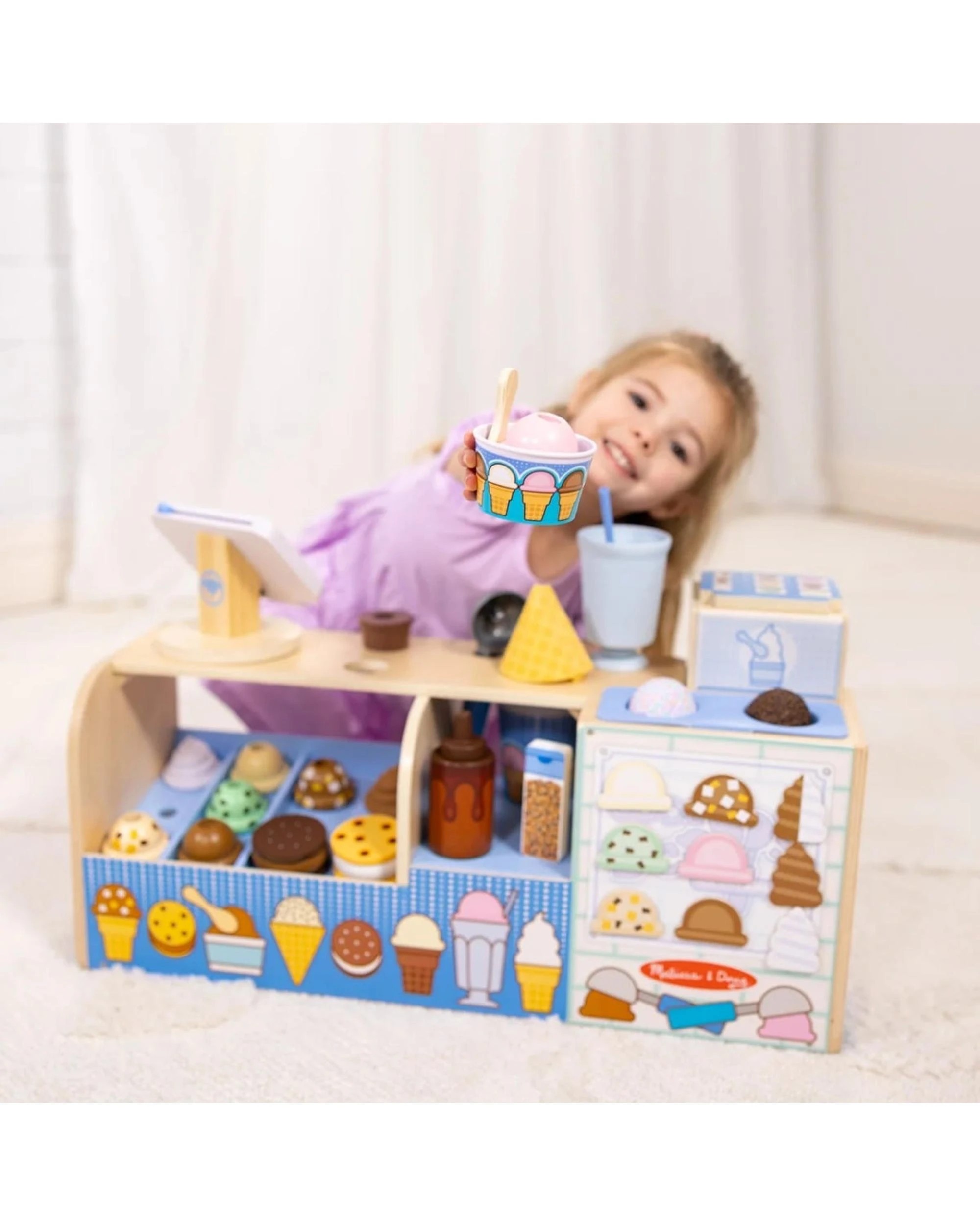 6 Melissa and Doug Cool Scoops Ice Creamery Wooden Play Set, 6 of 7