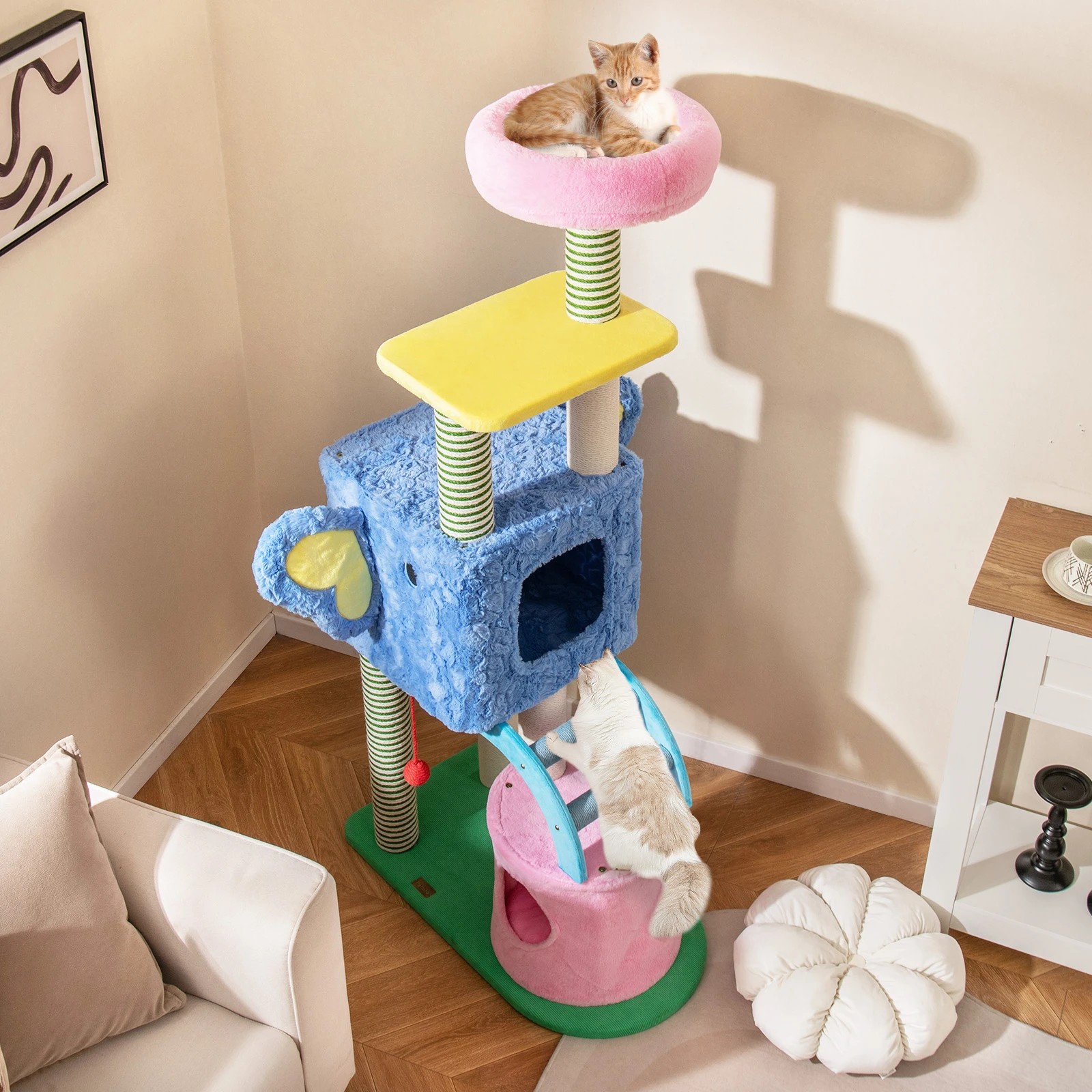 3 Costway Elephant Themed Cat Tree Multi-level Cat Kitty Tower Scratching Posts, 3 of 6