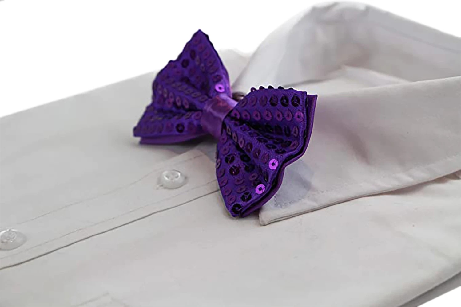 4 Zasel Mens Purple Sequin Patterned Bow Tie - Purple, 4 of 4