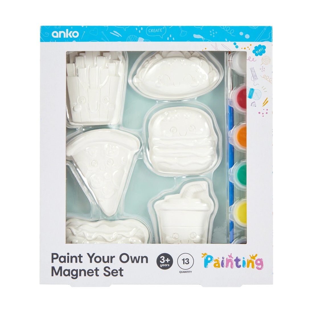 1 13 Piece Paint Your Own Magnet Set - Fast Food, 1 of 10