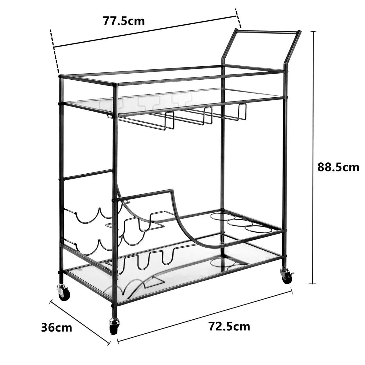 2 Ausway Mobile Bar Cart Drinks Trolley, 2 of 7