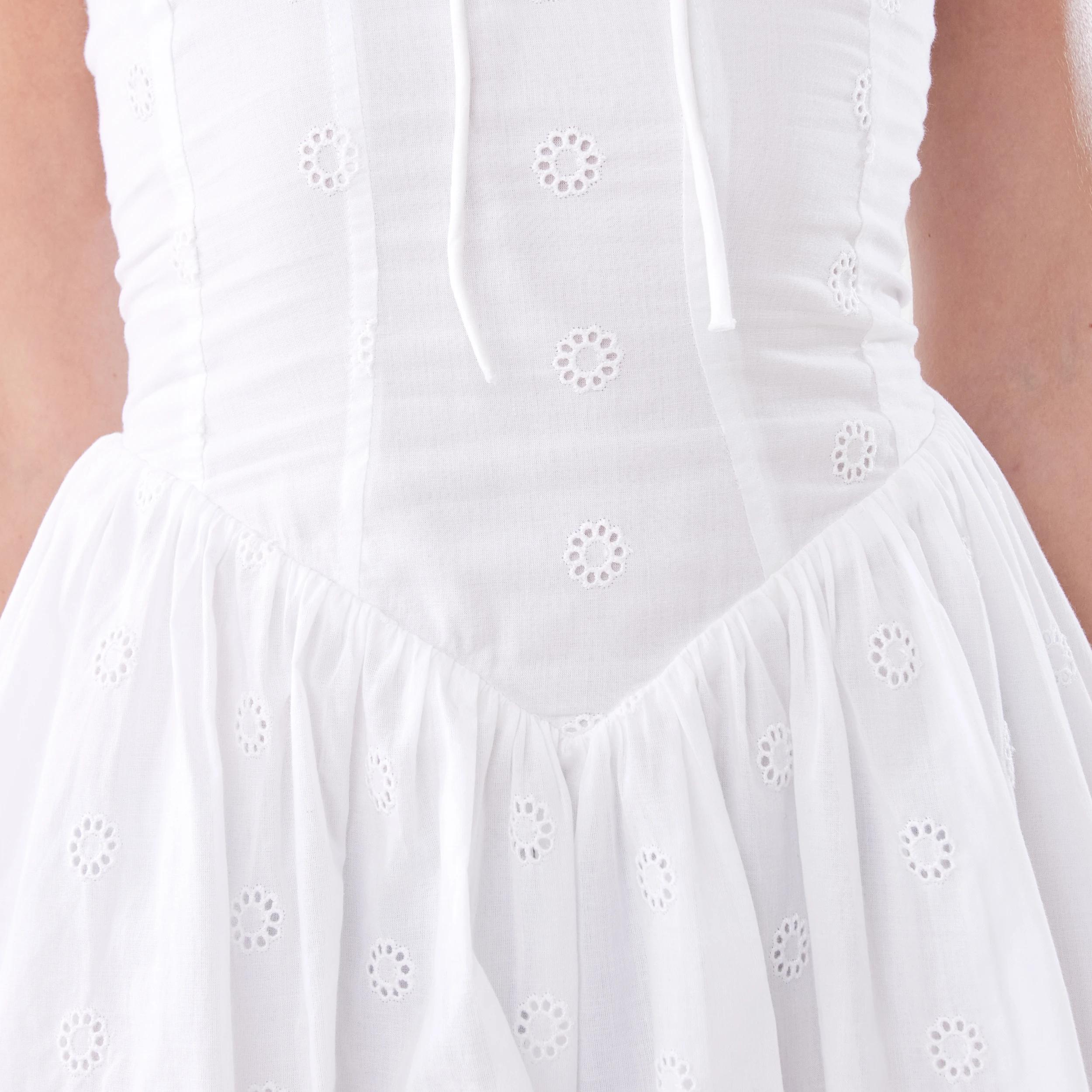 9 Boho Broderie Corset Mini Dress White, 9 of 10