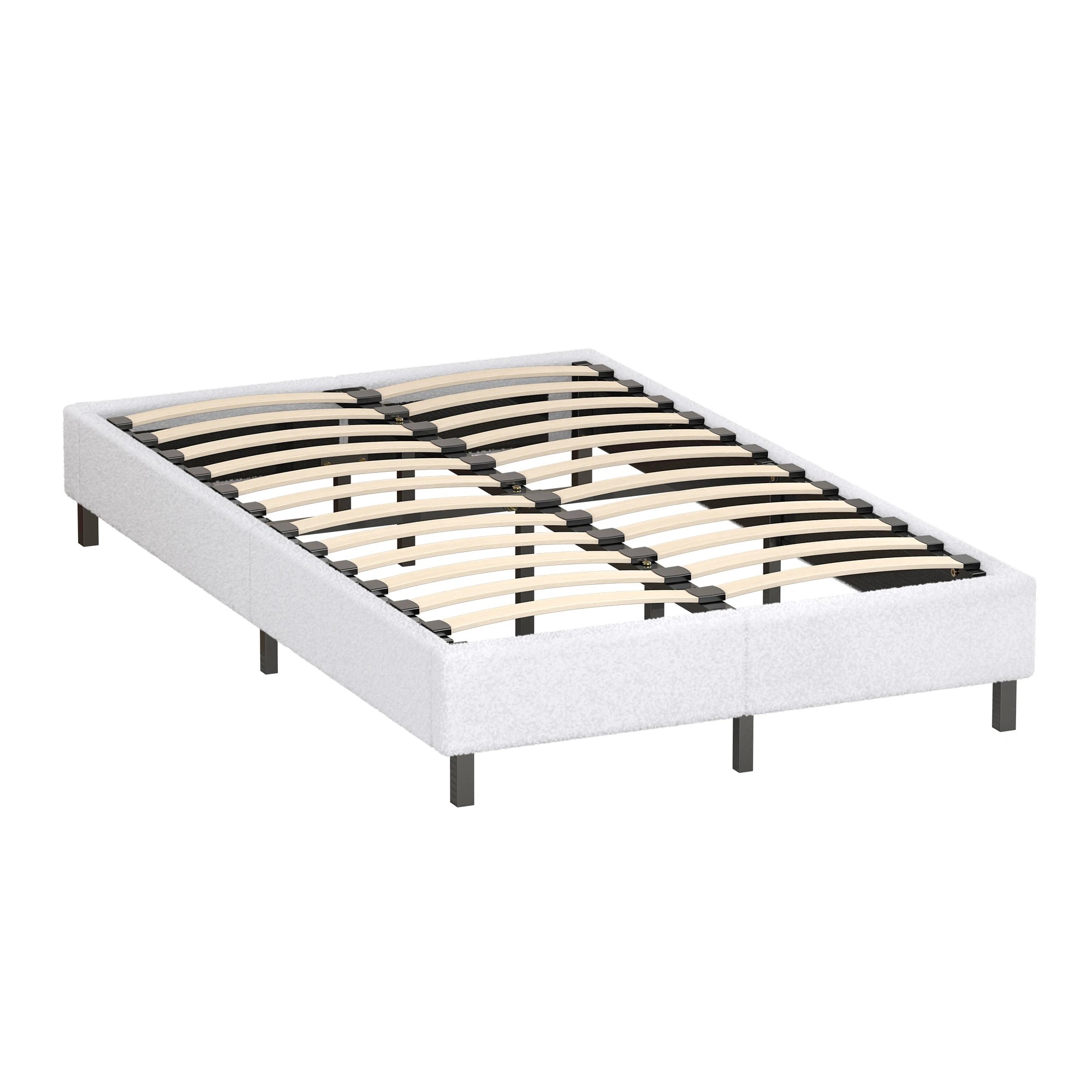 10 Alfordson Bed Frame King Single Mattress Base Foundation Boucle Basel - White, 10 of 10