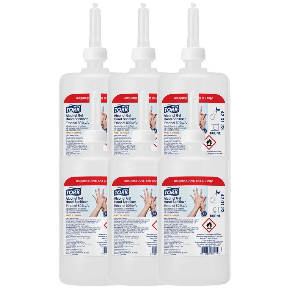 1 Tork Alcohol Gel Hand Sanitiser S1 Cartridge Refill 1L 6 Pack, 1 of 1