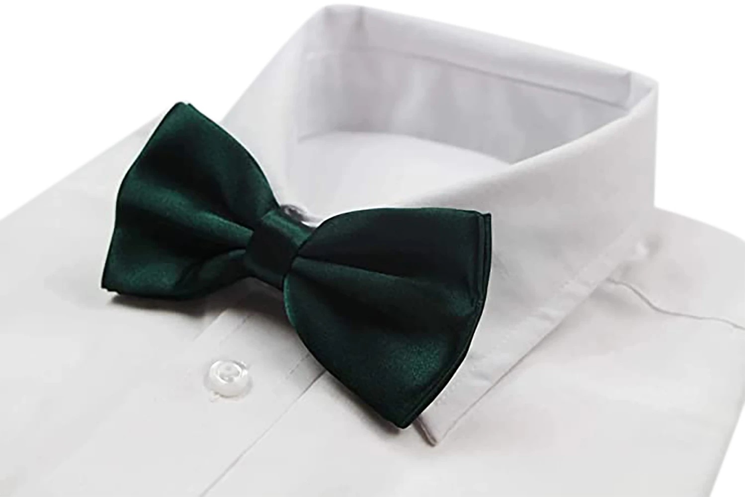 4 Zasel Mens Bottle Green Solid Plain Colour Bow Tie - Green, 4 of 5