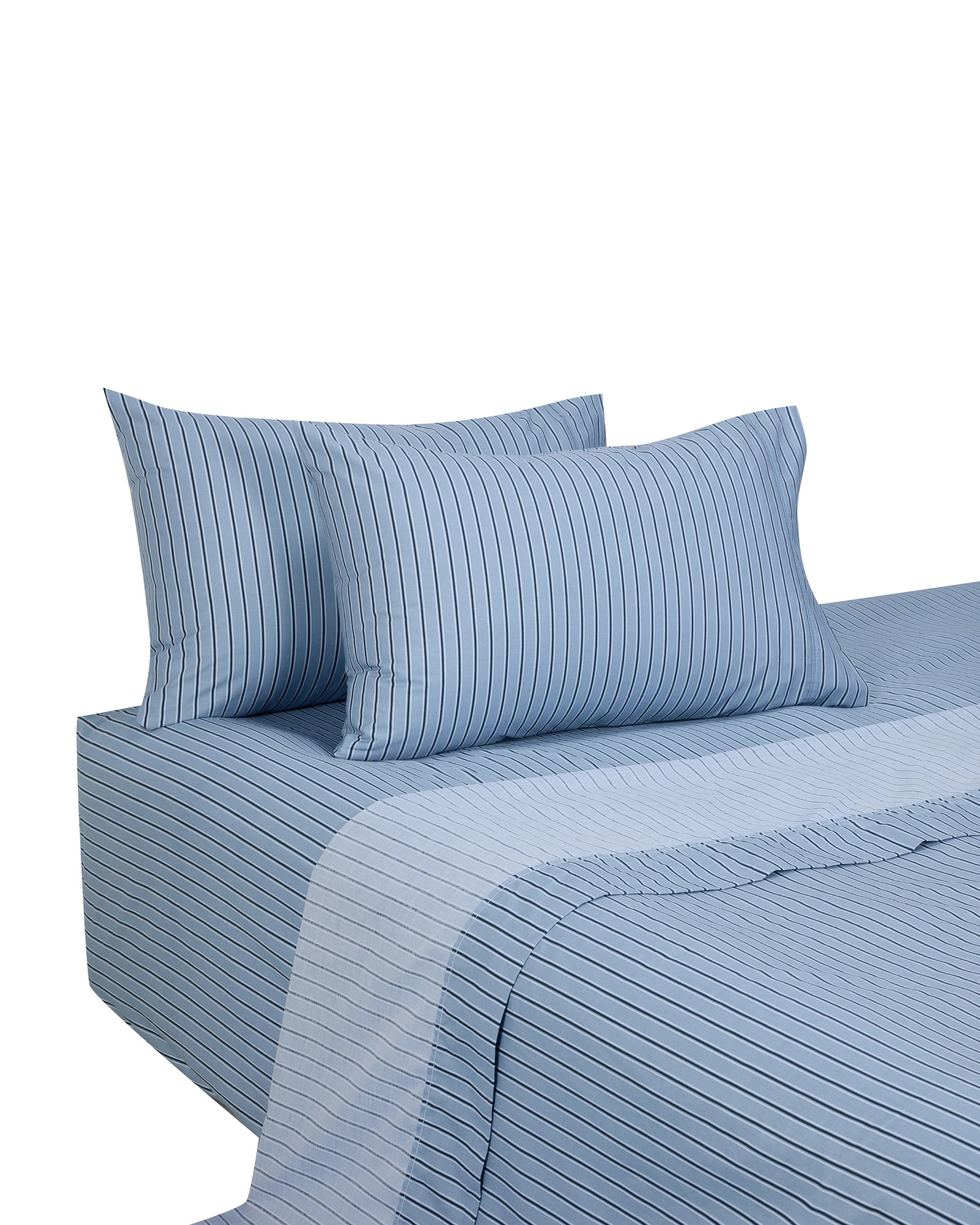 5 225 Thread Count Stripe Cotton Sheet Set - King Bed, Blue, 5 of 6