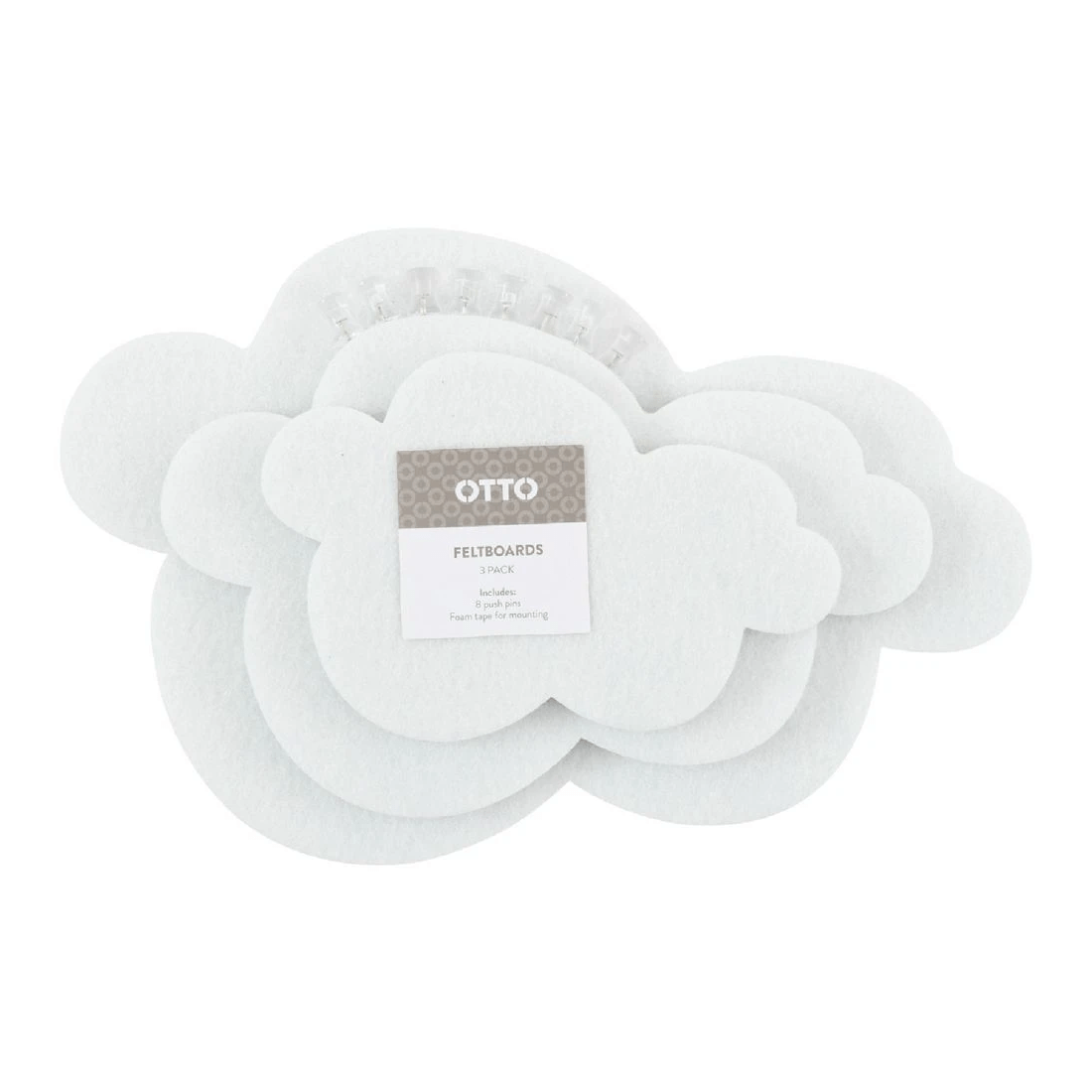 1 Otto Adhesive Cloud Feltboards Grey 3 Pack, 1 of 8