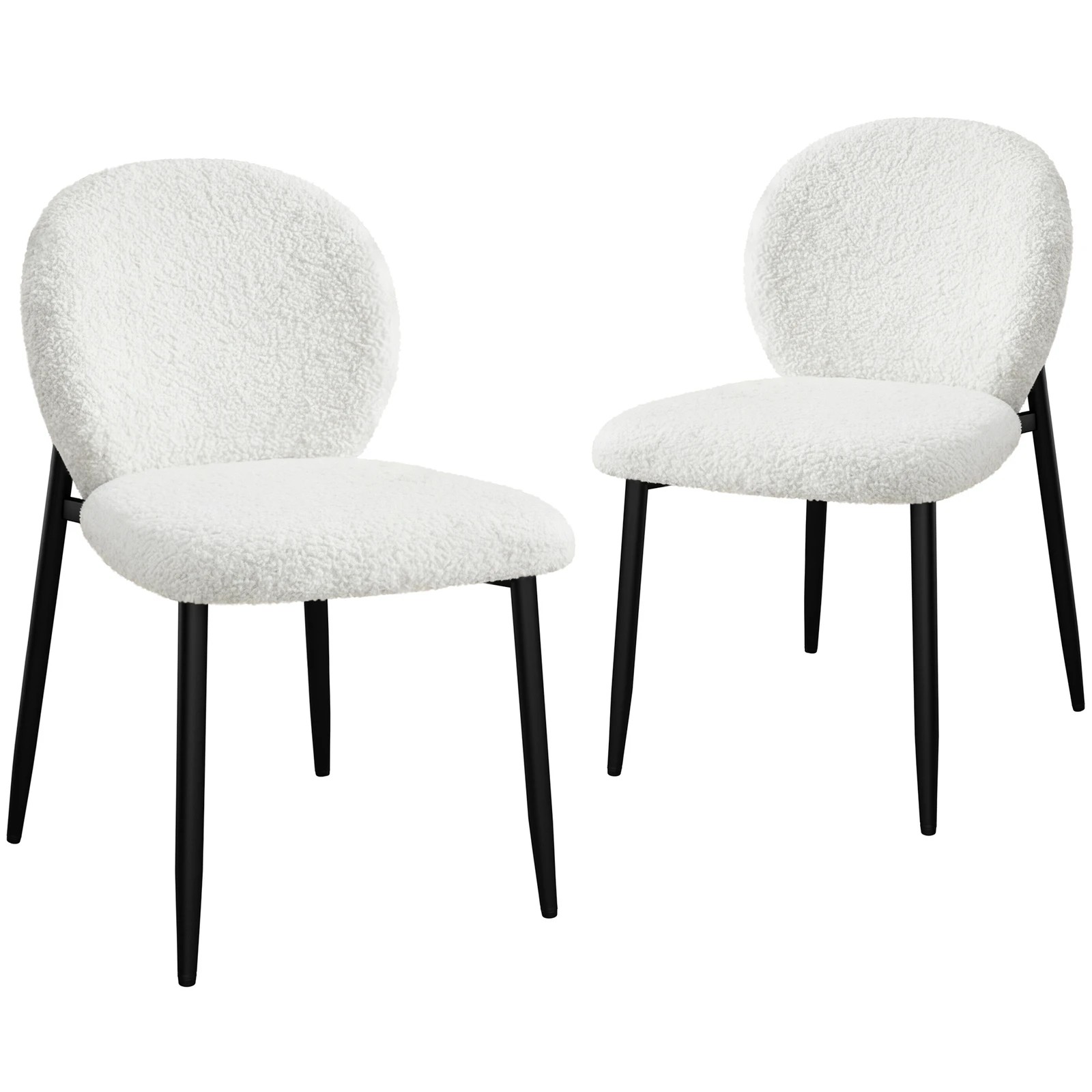 1 Alfordson 2x Dining Chairs Cafe Kitchen Lounge Curved Wooden Back Sherpa - White, 1 of 10