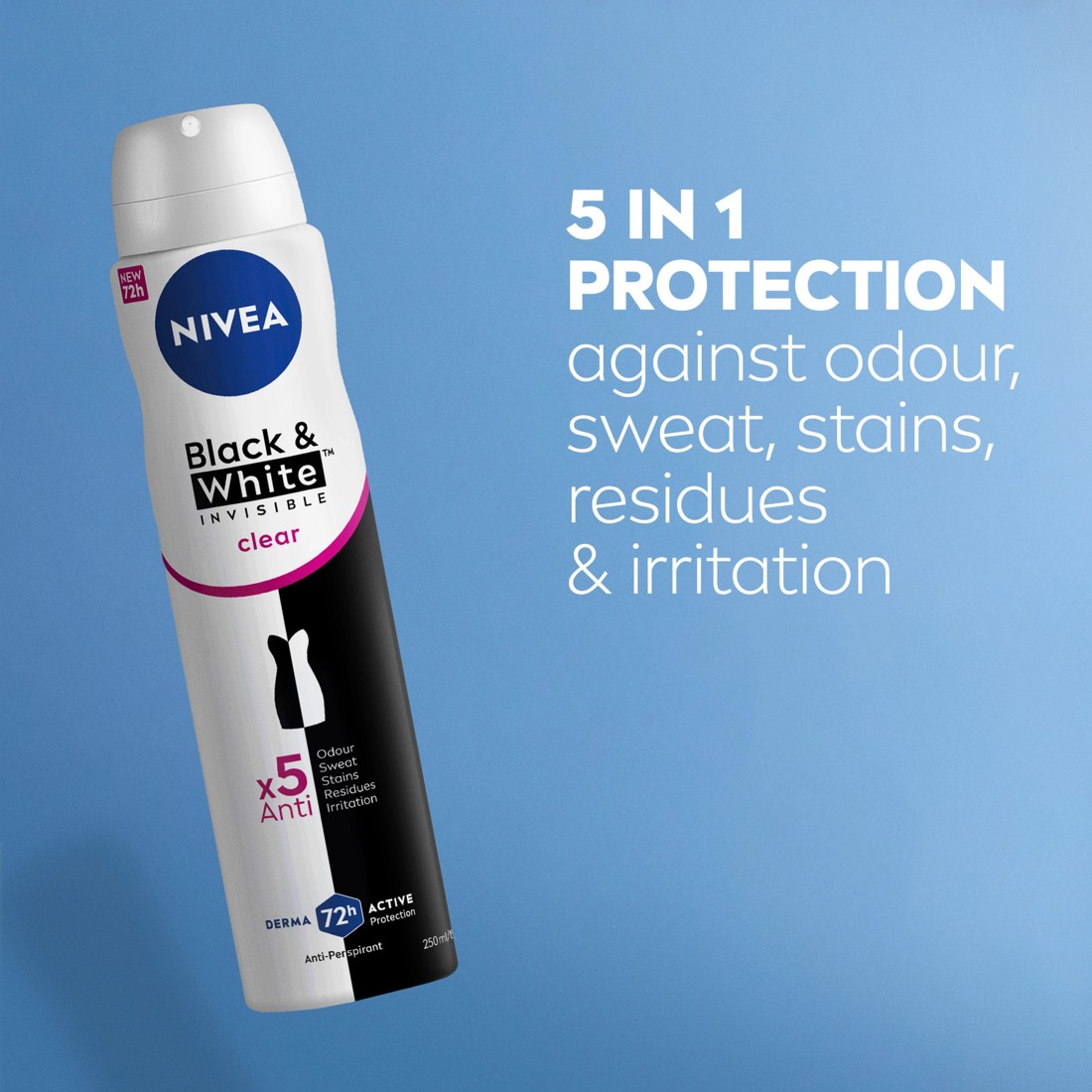 5 Nivea Black & White Invisible Clear Anti-Perspirant Aerosol Deodorant 250ml, 5 of 7