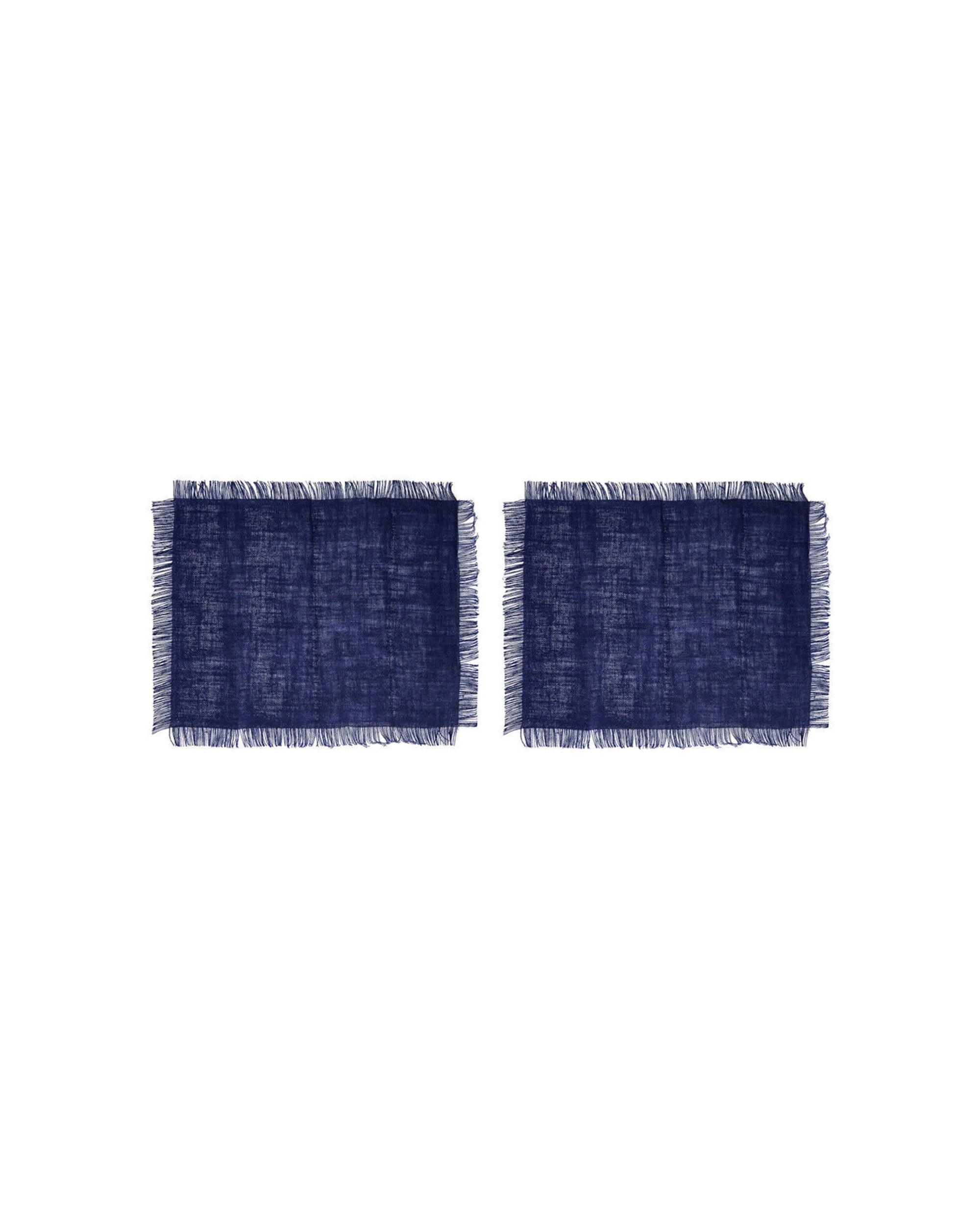 2 Mikasa 4pc Rectangle Jute Placemats Set Rustic Frayed Edges Durable - Blue, 2 of 7