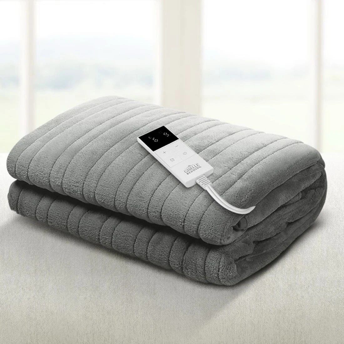 3 Giselle Electric Throw Rug Heated Blanket Fleece - Silver, 3 of 10