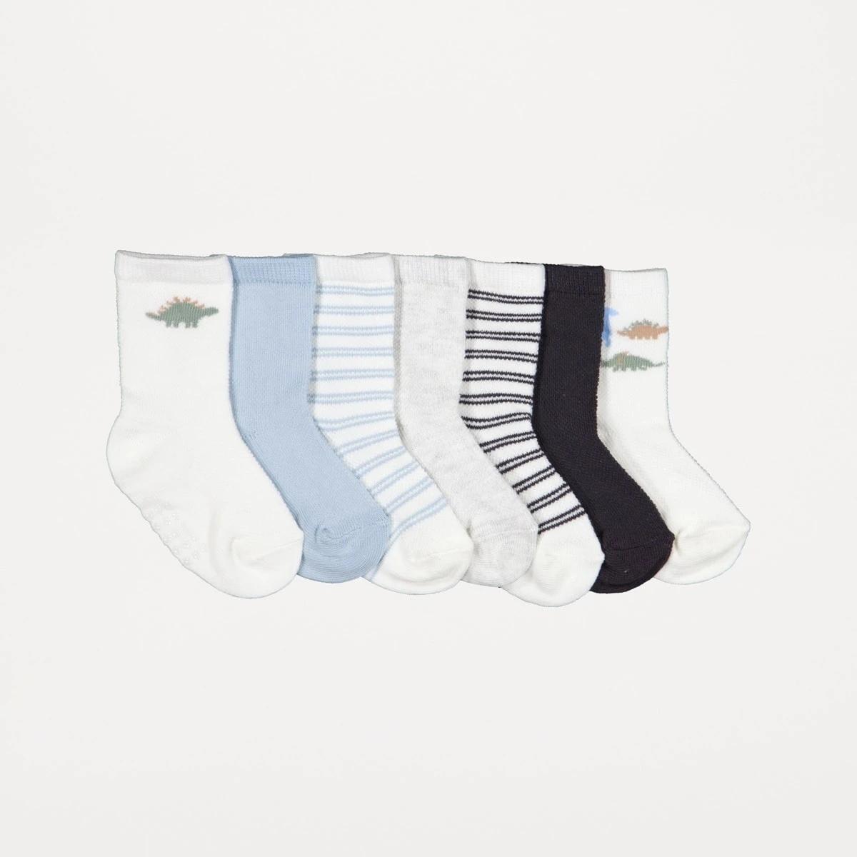 2 7 Pack Summer Crew Socks BLUE DINOS, 2 of 3
