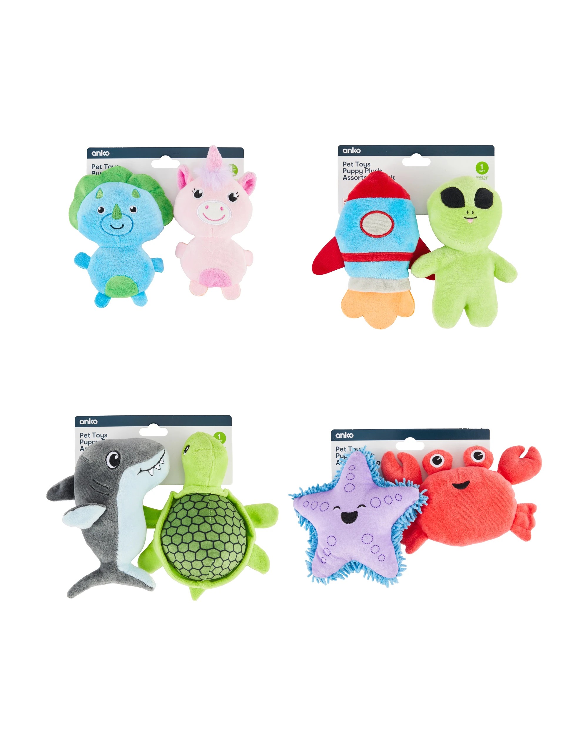 4 2 Pack Pet Plush Puppy Toys - Assorted, 4 of 4