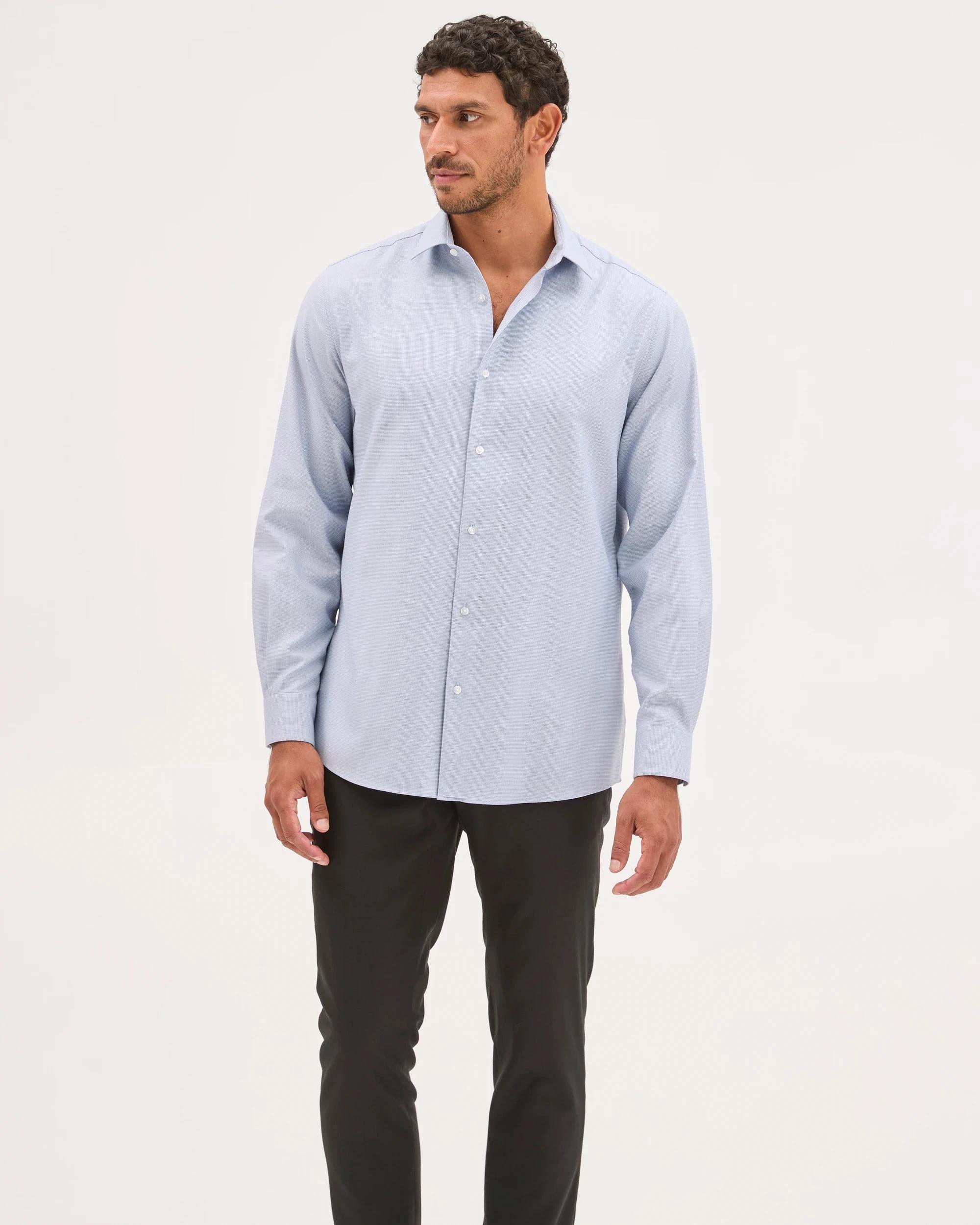 2 Preview Australian Cotton Micro Geo Print Shirt BLUE, 2 of 7