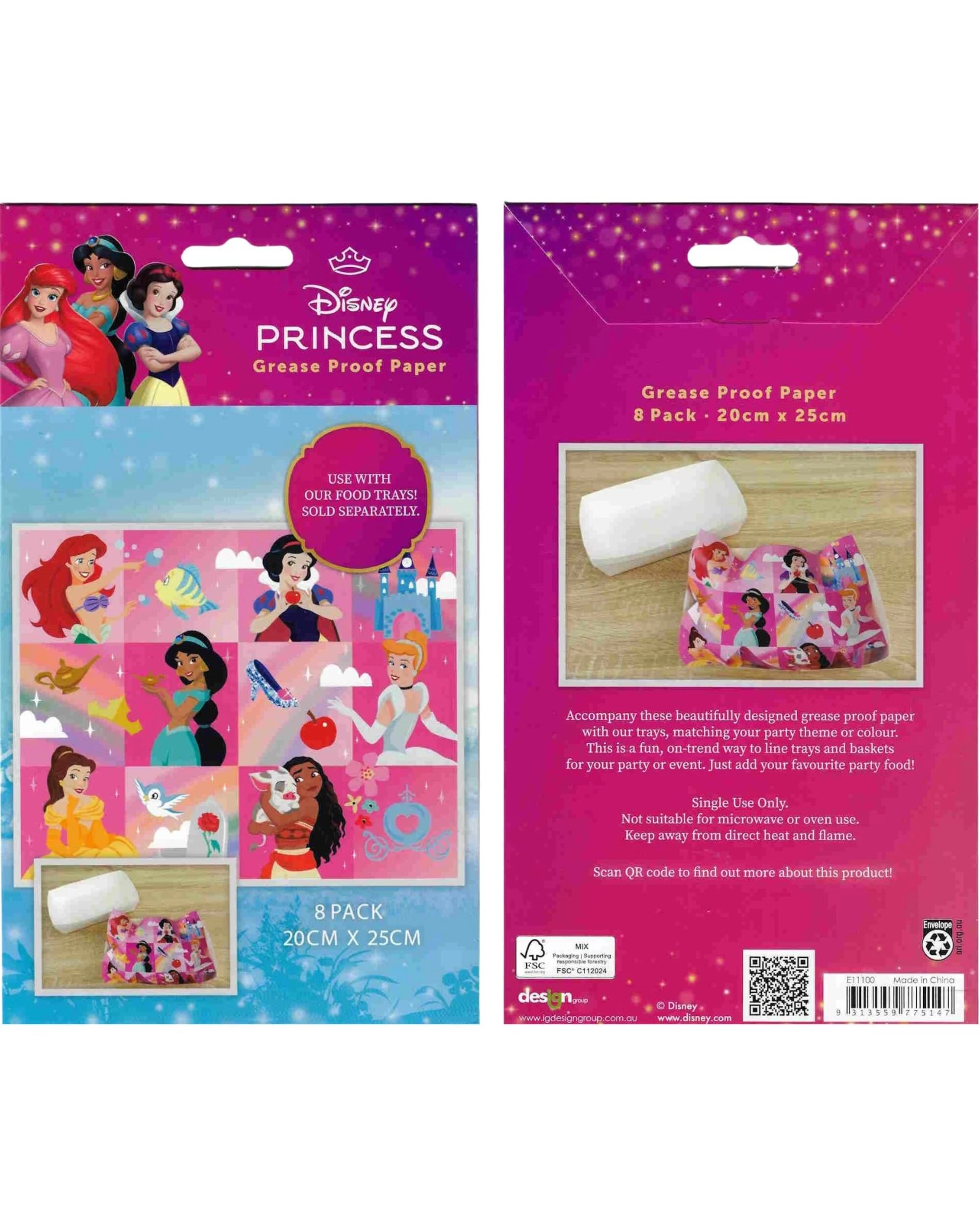 5 Design Group Disney Princess Character Grease Proof Paper Plate Tray Liners 8 Sheets, 5 of 5
