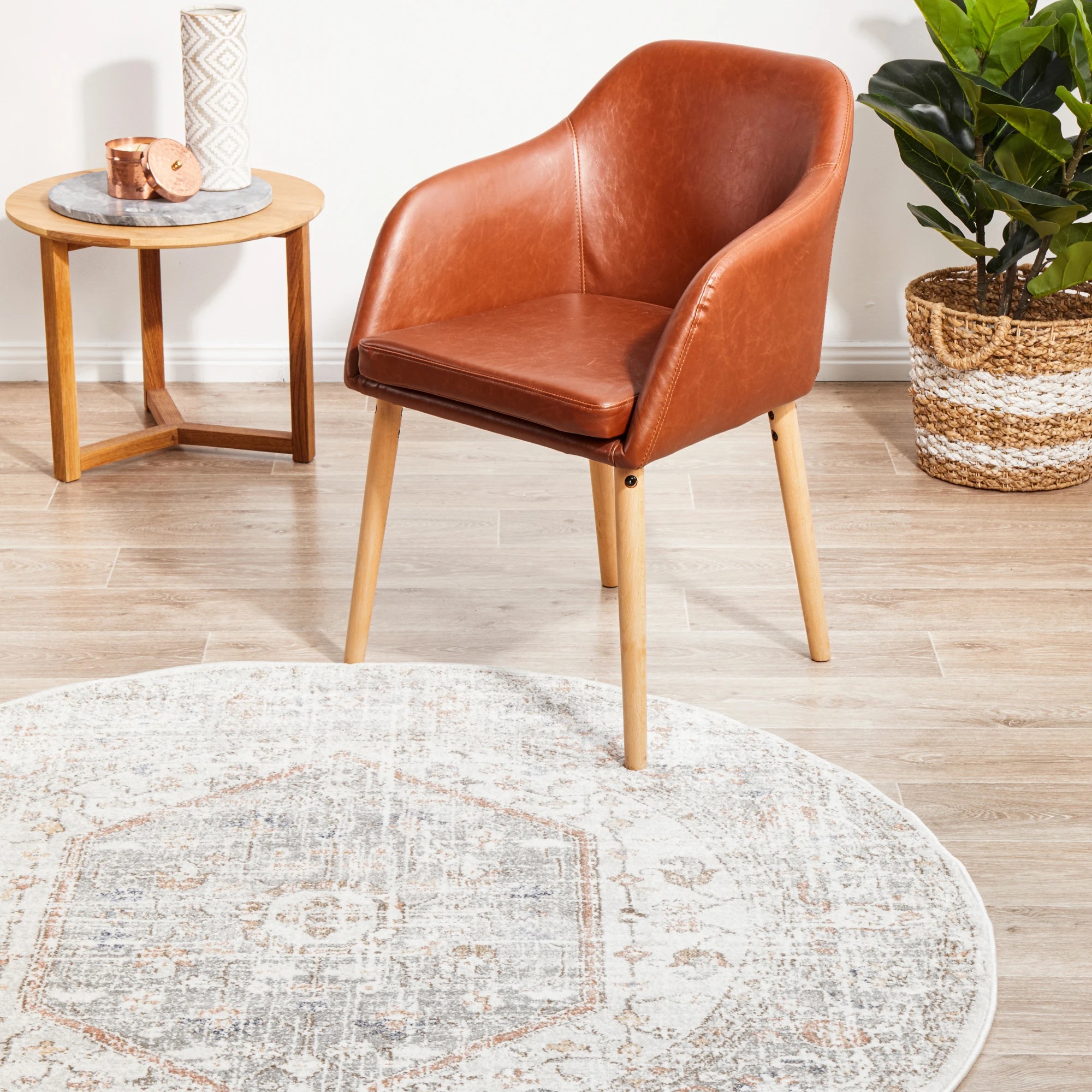 3 Common Ground Rugs Elite Lorissa 150x150cm - Small Round Rug - Natural, 3 of 8