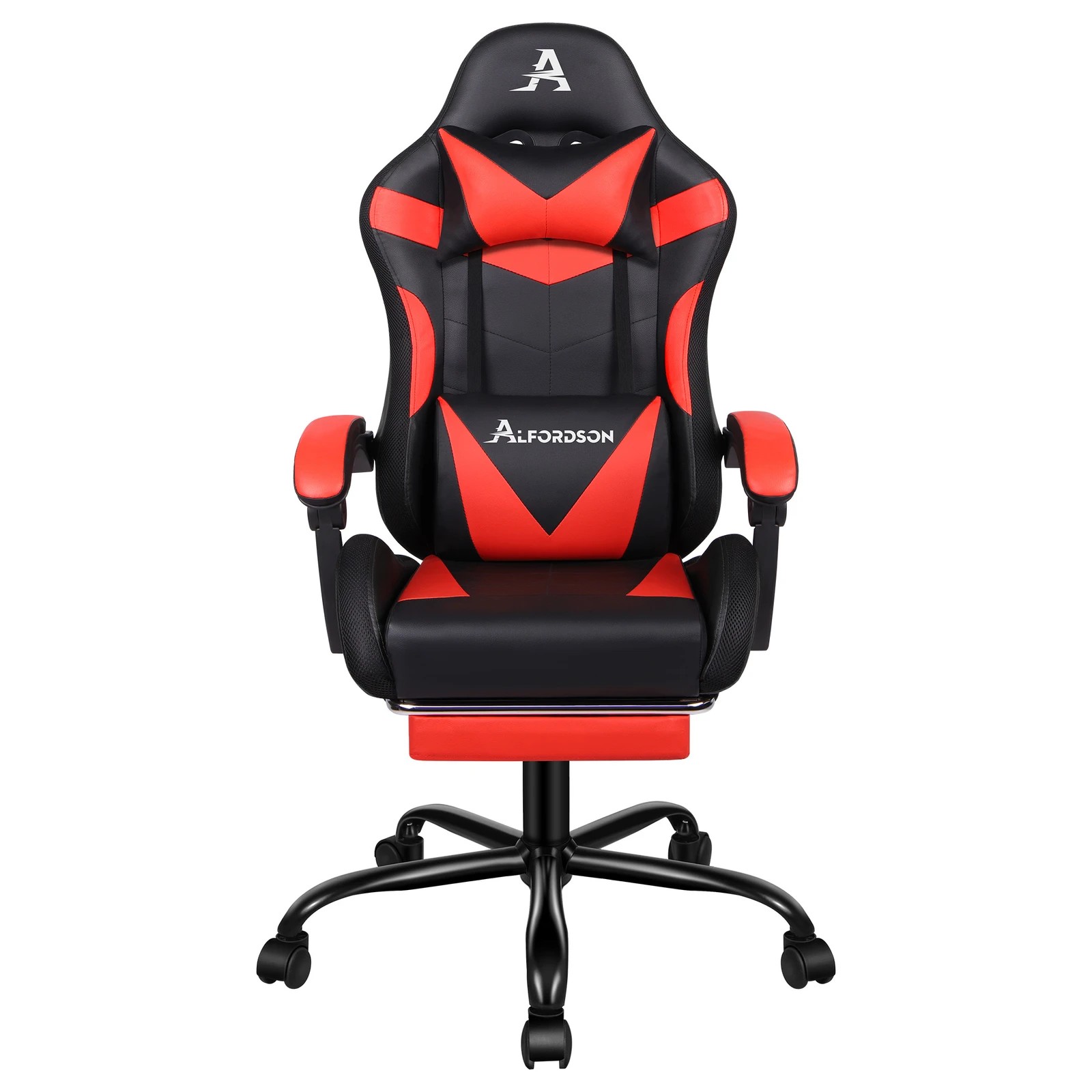 4 Alfordson Gaming Chair Office Massage 12 RGB LED Computer Seat PU Leather - Red, 4 of 10