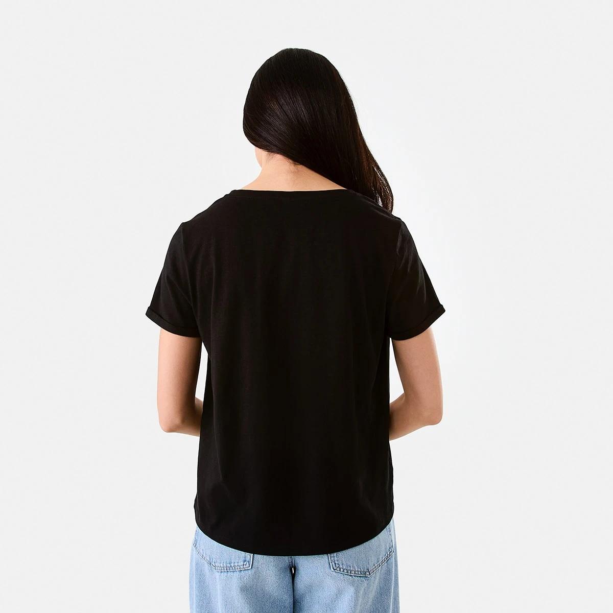 3 Short Sleeve Slub V-neck T-shirt Black, 3 of 5