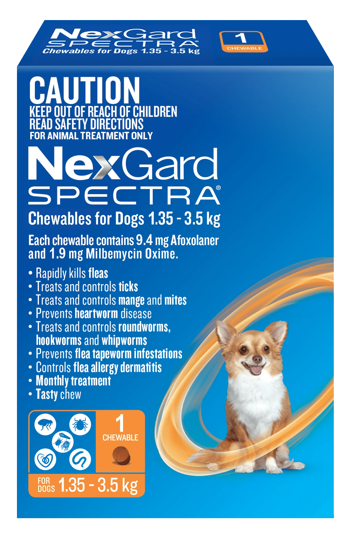 1 Nexgard Spectra Chewables For Very Small Dogs Orange 2-3.5kg - 6 Months Supply, 1 of 2