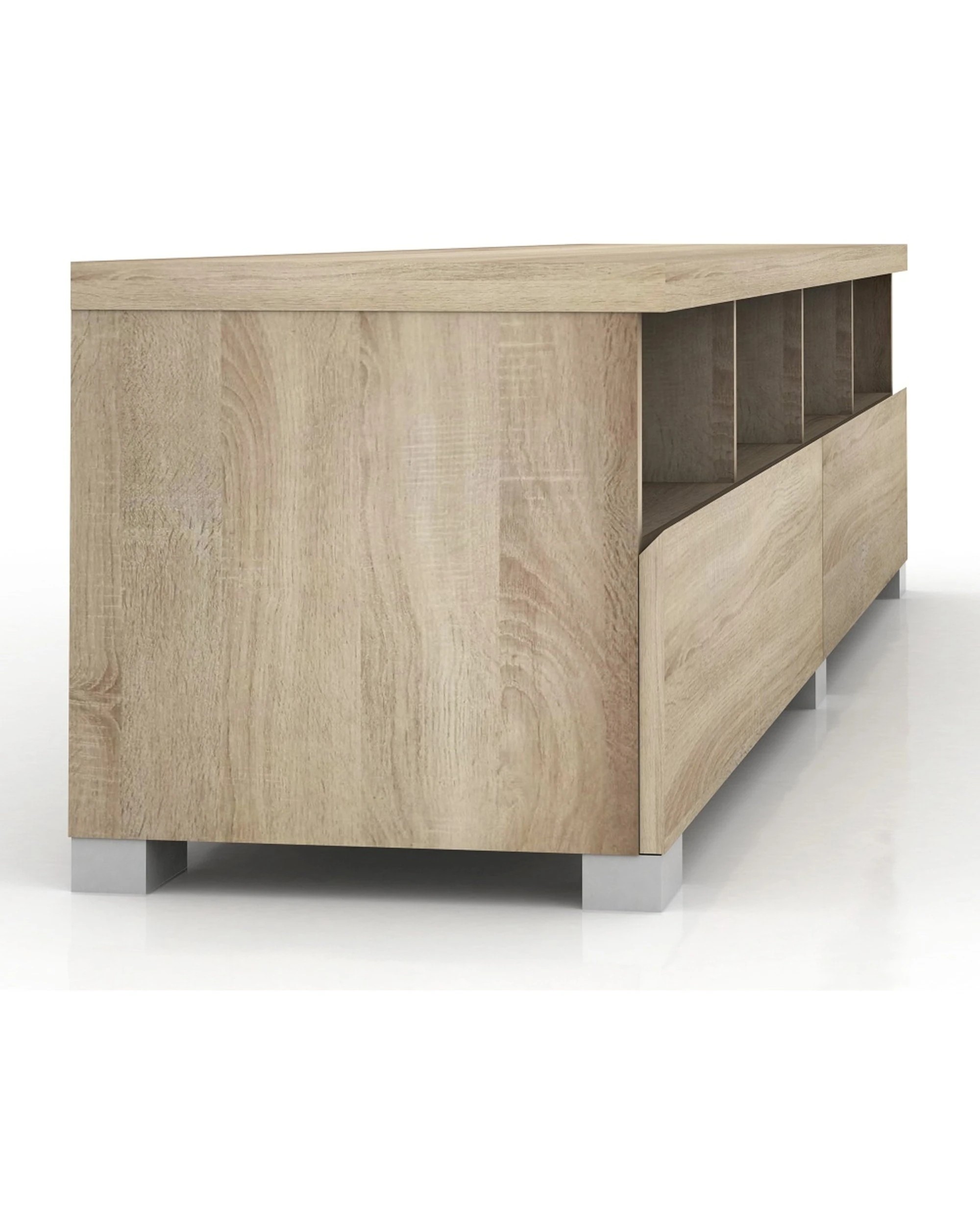 5 Alpine Bay Elara 2 Drawer Entertainment Unit 4 Compartments Storage Light Sonoma Oak - Brown, 5 of 8