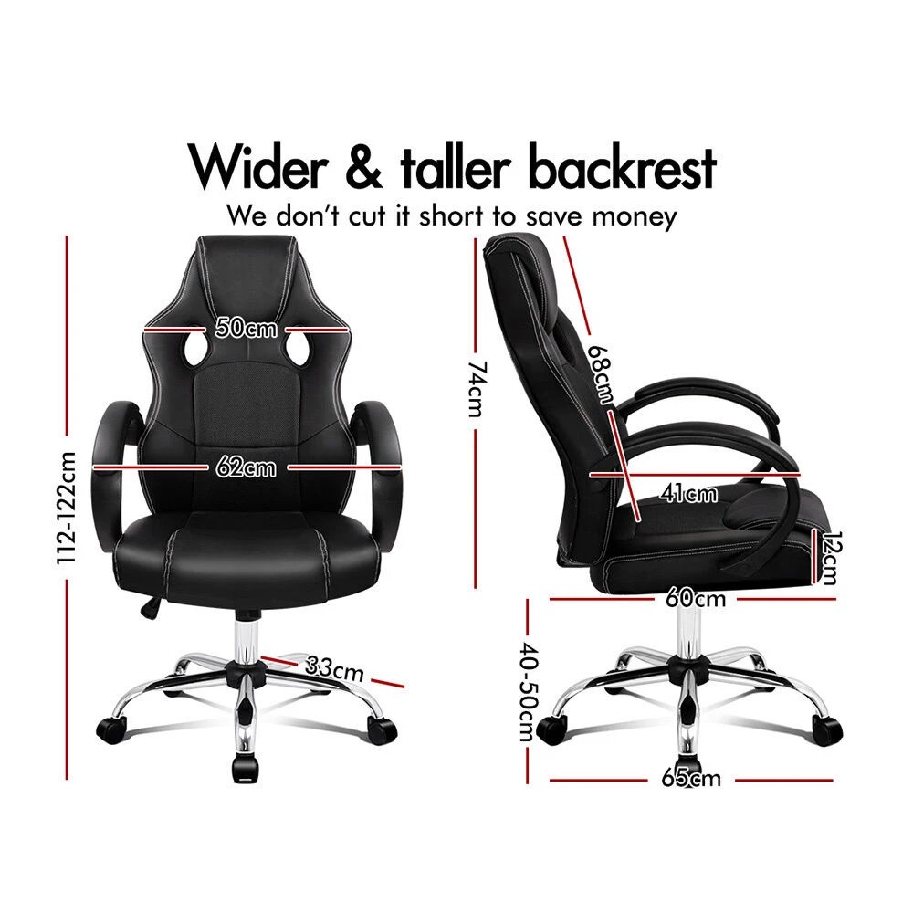 10 Alfordson Gaming Office Chair Racing Executive Computer PU Leather Mesh Seat - Black, 10 of 10