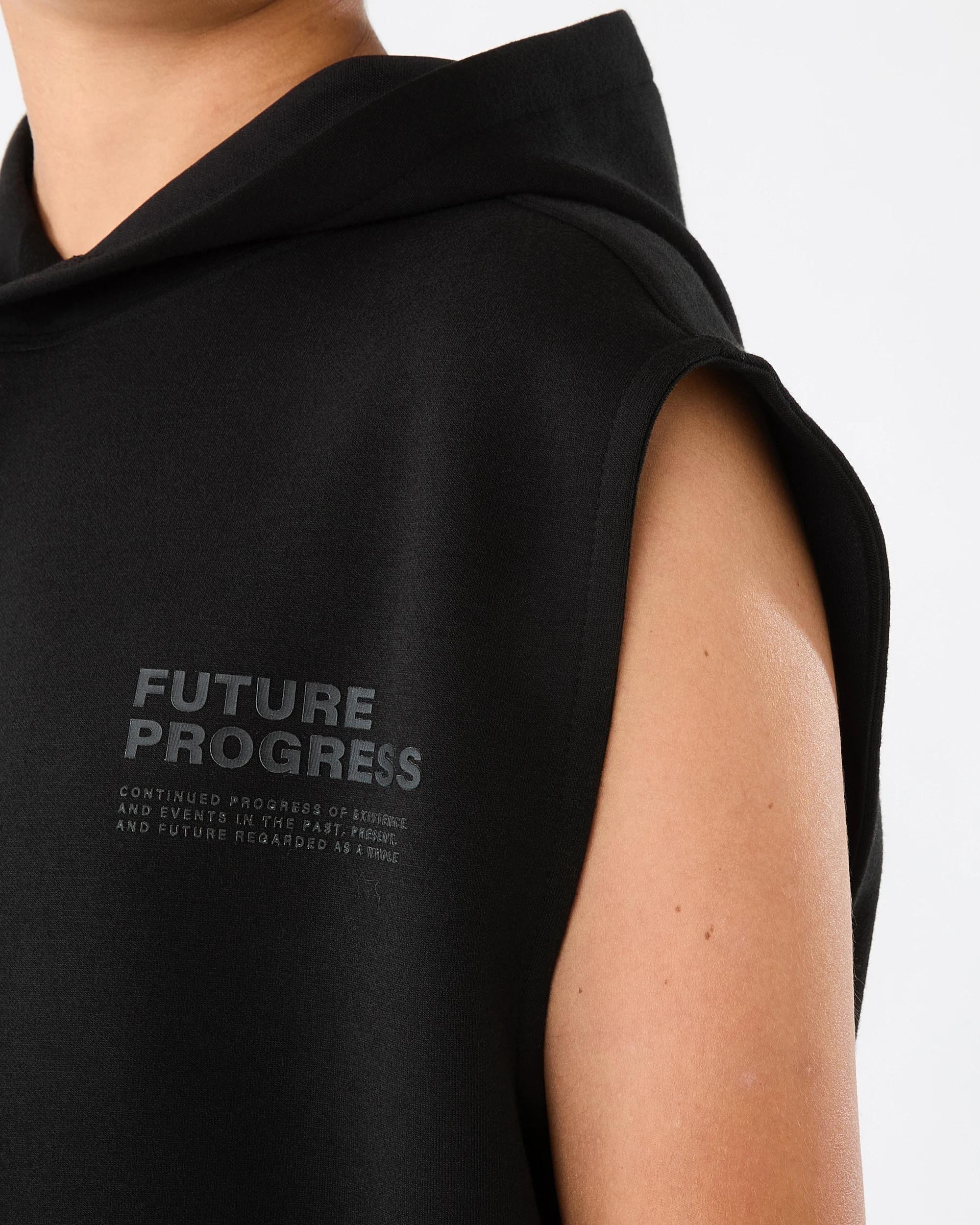 6 Active Kids Sleeveless Hoodie Blk Slogan, 6 of 8