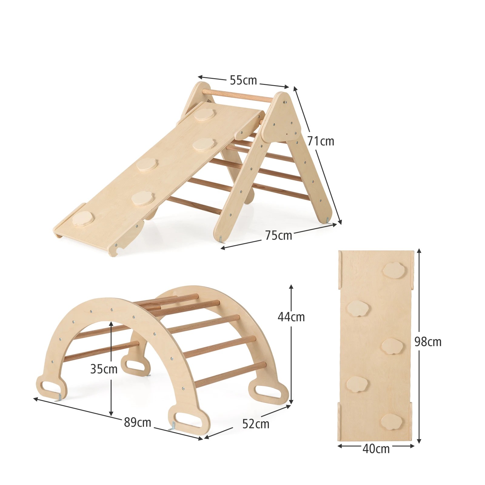 3 Costway Kids Climb Playset Wood Climbing Frame Rocking Arch Slide, 3 of 5
