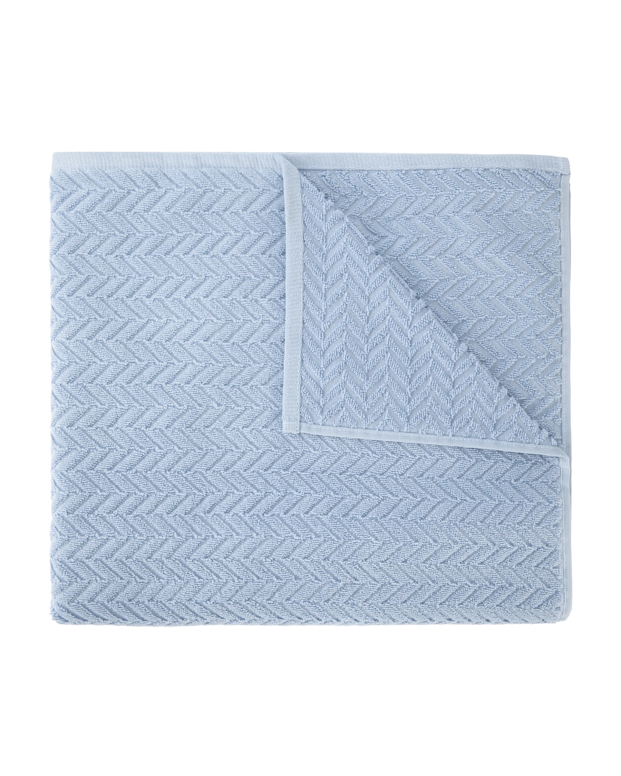 1 Chevron Cotton Bath Sheet - Blue, 1 of 6