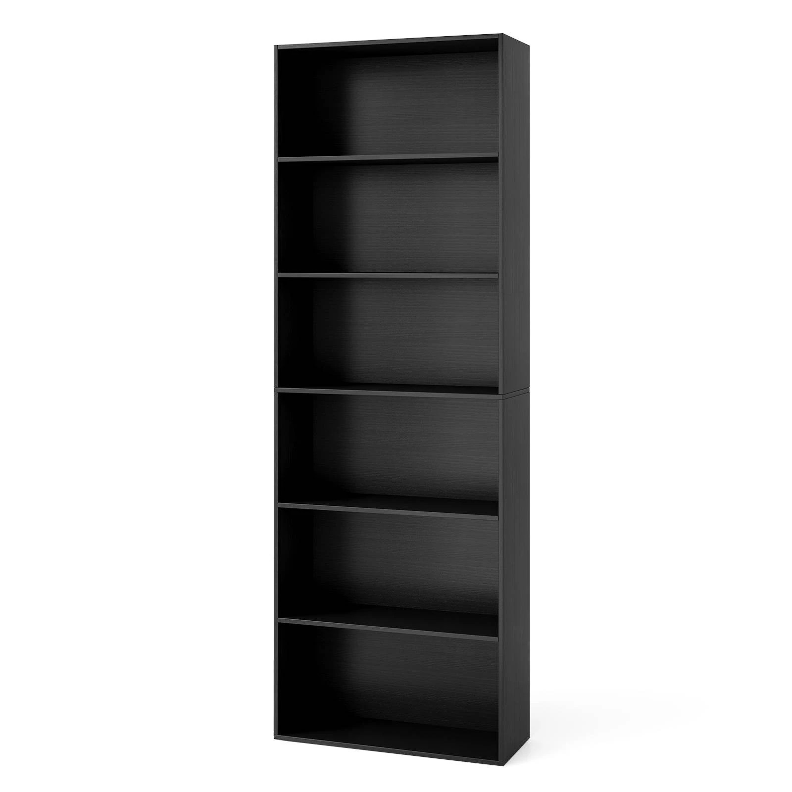 1 Costway 6-Tier Open Bookcase Tall Book Storage Organizer Display Cabinet Black, 1 of 4