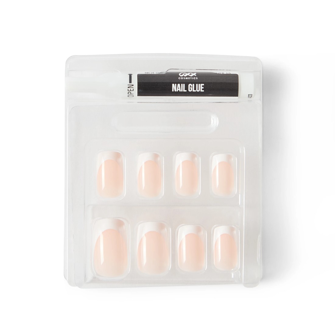 4 OXX Cosmetics 24 Pack Artificial Nails with Adhesive - Medium Square Shape, French Tip, 4 of 4
