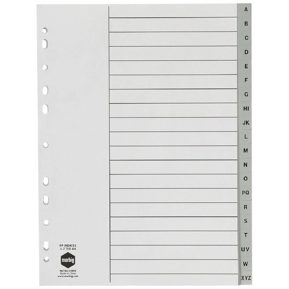 1 Marbig A4 A-Z Divider Tab Grey, 1 of 1