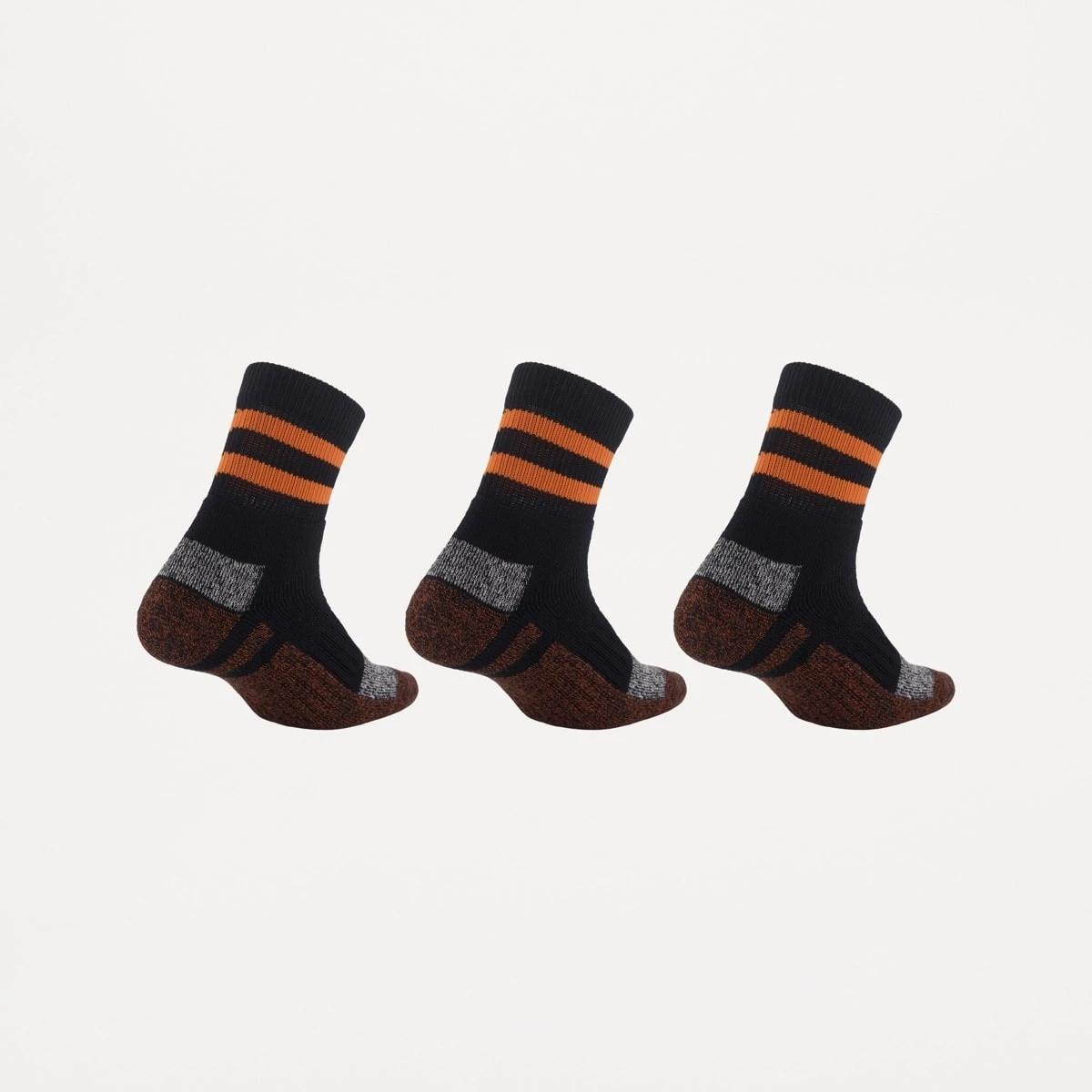 2 3 Pack Cotton Quarter Crew Socks BLACK ORANGE, 2 of 3