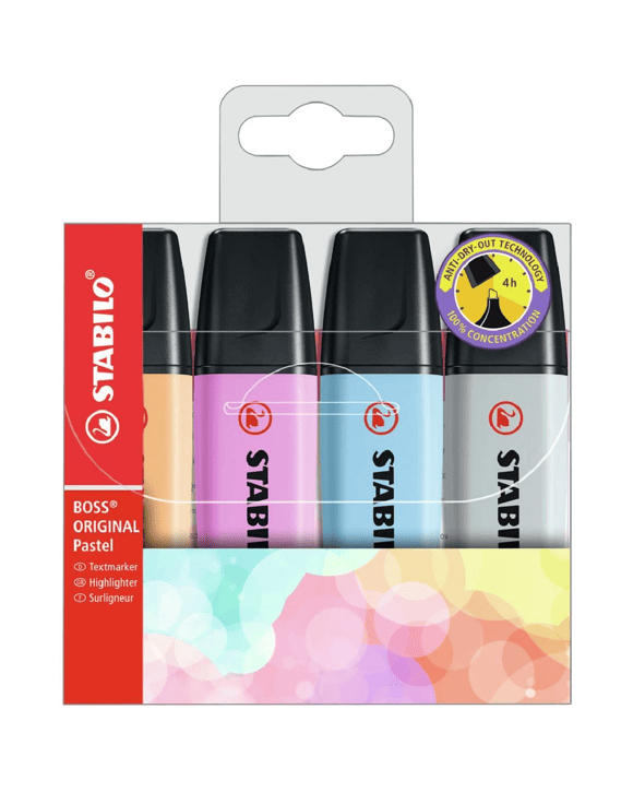 Stabilo Boss Highlighters Pastel Assorted 4 Pack