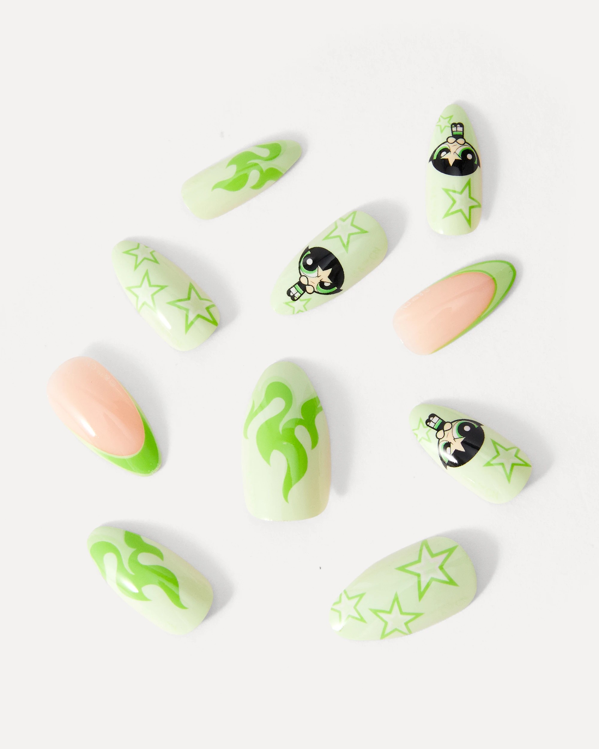 2 The Powerpuff Girls 24 Pack Artificial Nails with Adhesive - Stiletto Shape, Buttercup, 2 of 4