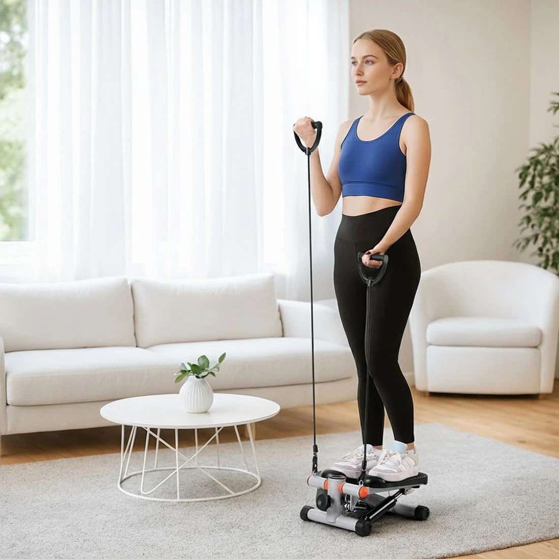 5 Everfit Mini Stepper with Resistance Rope Aerobic for Exercise Compact Home Workout - Black, 5 of 7