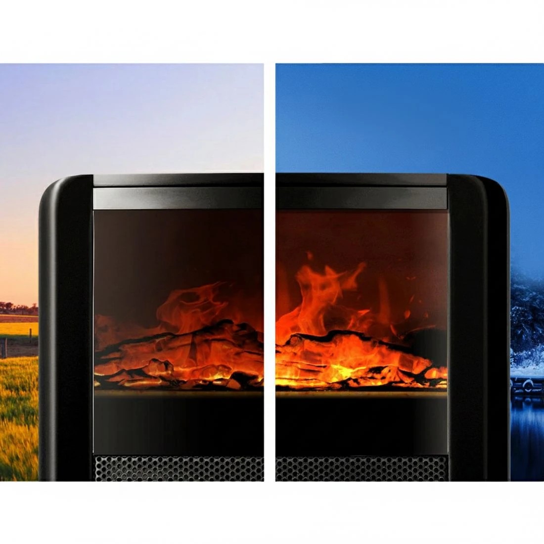 5 Devanti Electric Fireplace Fire Heaters 2000W - Black, 5 of 7