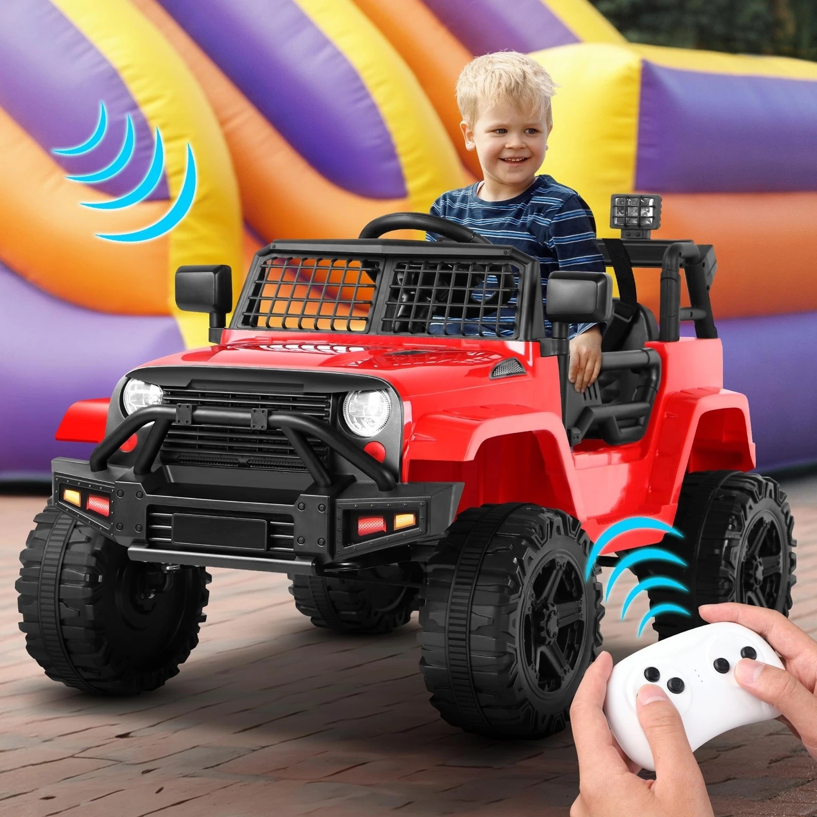 5 Alfordson Kids Ride On Car Toy Jeep Electric 12V 70W Motors R/C LED Lights - Red, 5 of 10