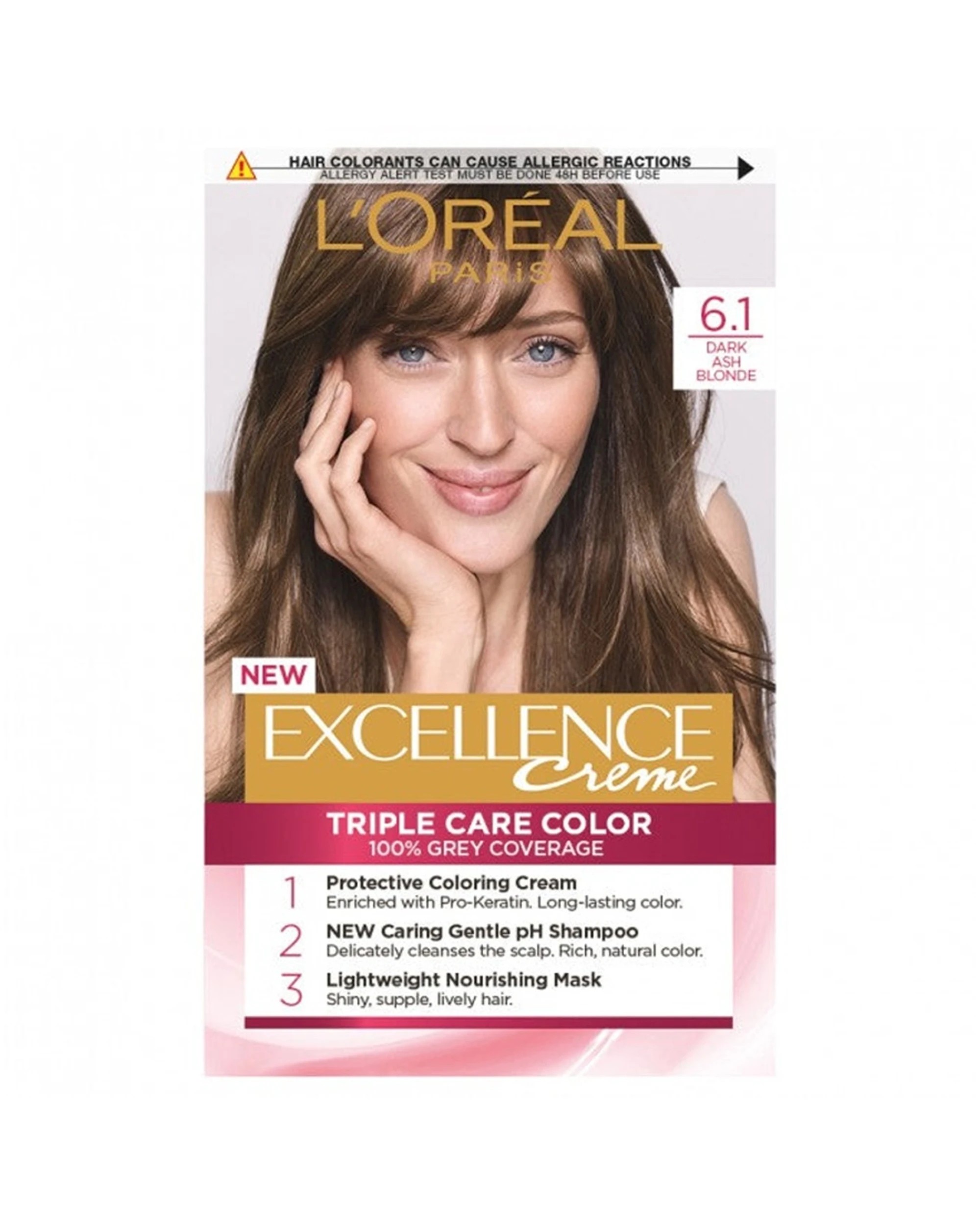 1 Loreal Excellence Crème 6.1 Light Ash Brown Hair Colour - Brown, 1 of 1