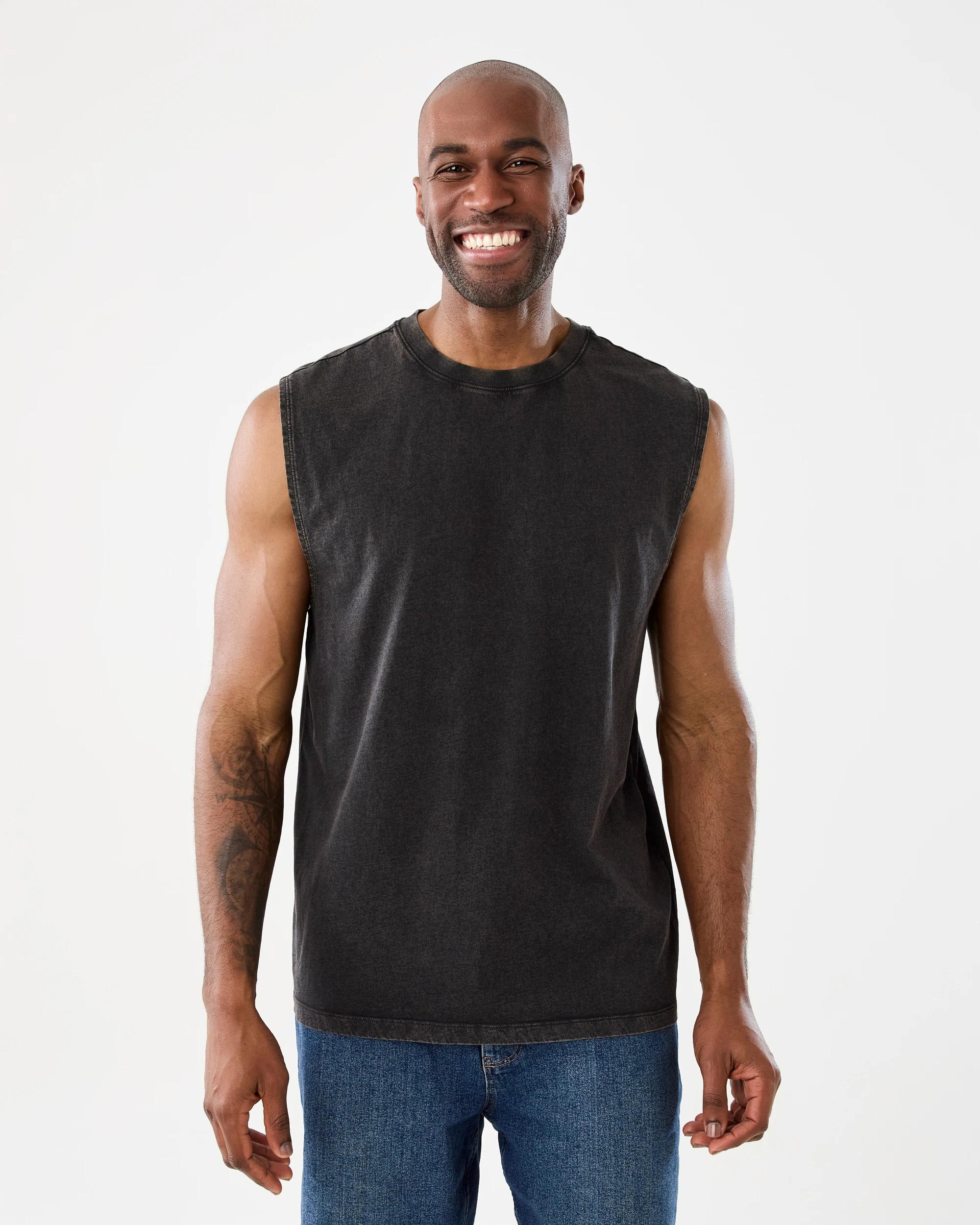 1 Oversized Washed Muscle Black, 1 of 6