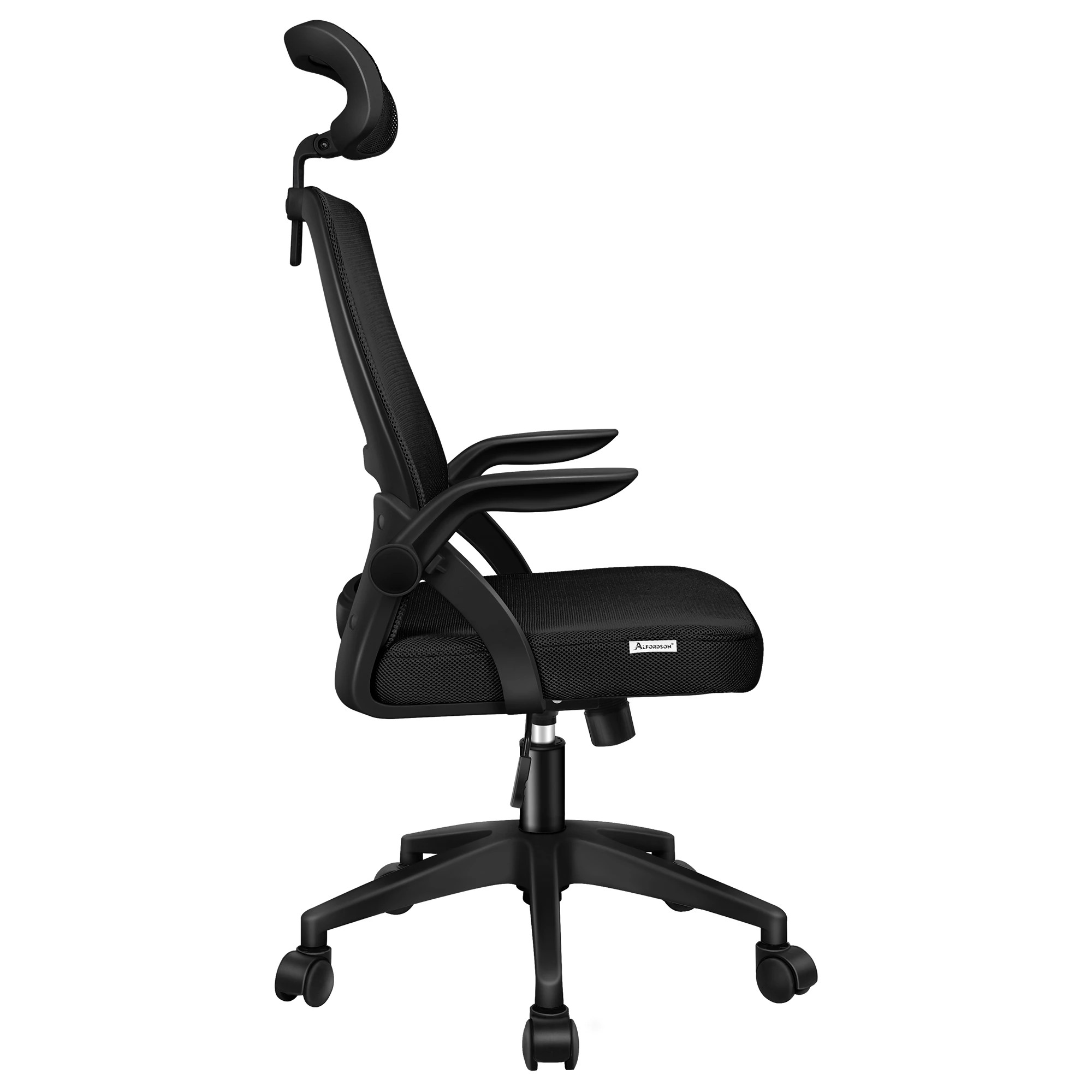 7 Alfordson Mesh Office Chair Fabric Seat Tilt Gaming - Black, 7 of 9