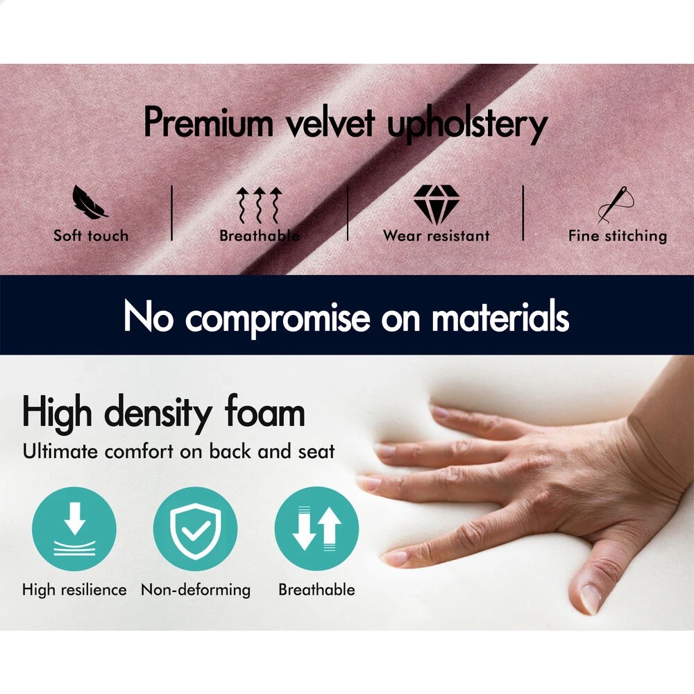 9 Alfordson Office Chair Computer Executive Seat Work Ottoman Velvet - Pink, 9 of 10