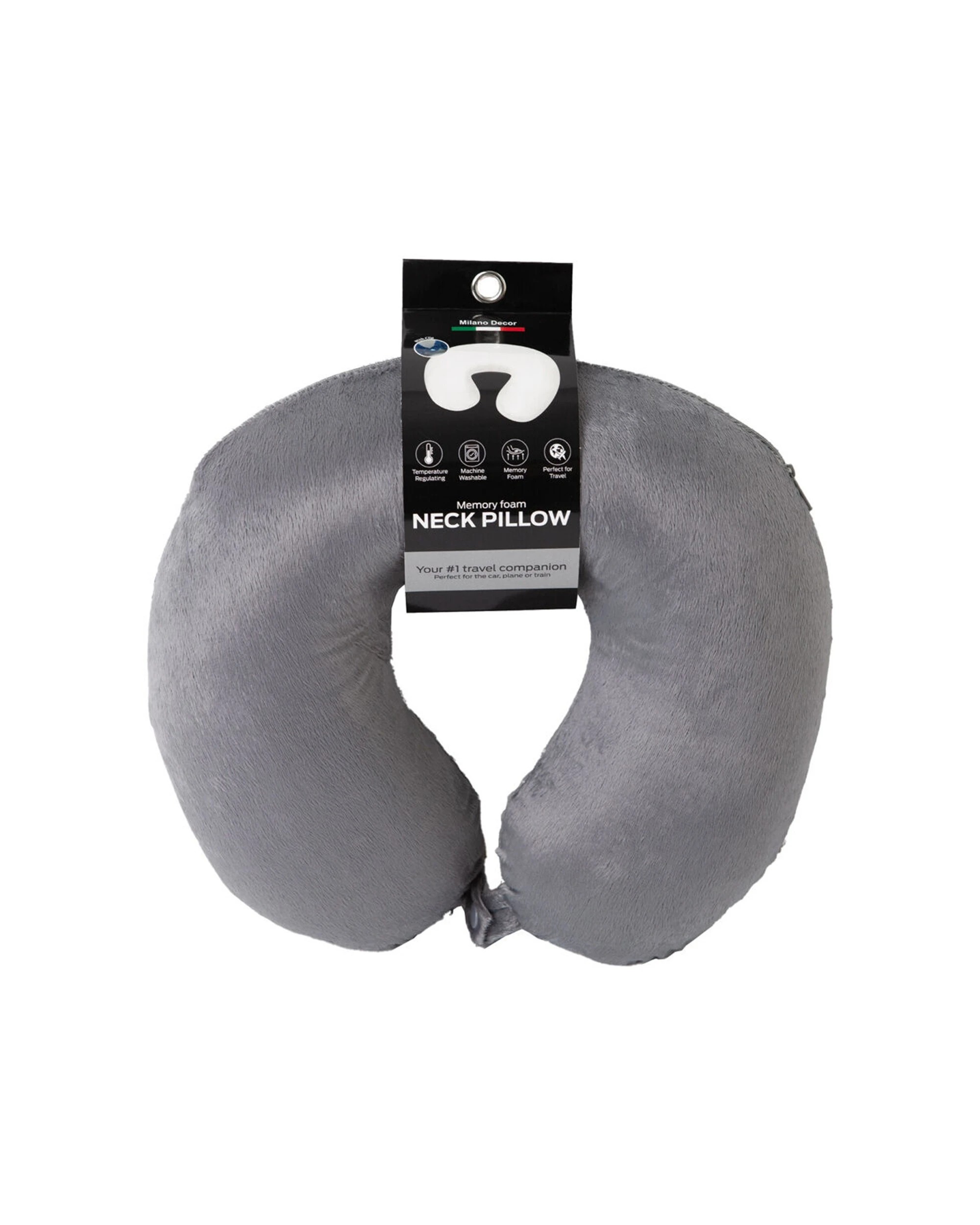 2 Milano 2PK Decor Polyester Memory Foam Travel Neck Support Pillow 30x30cm - Grey, 2 of 6