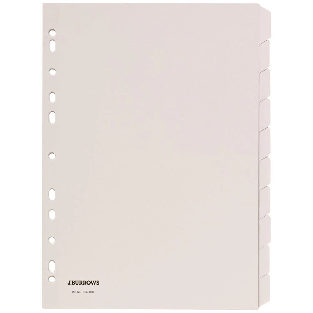 1 J.Burrows A4 10 Tab Dividers White, 1 of 3