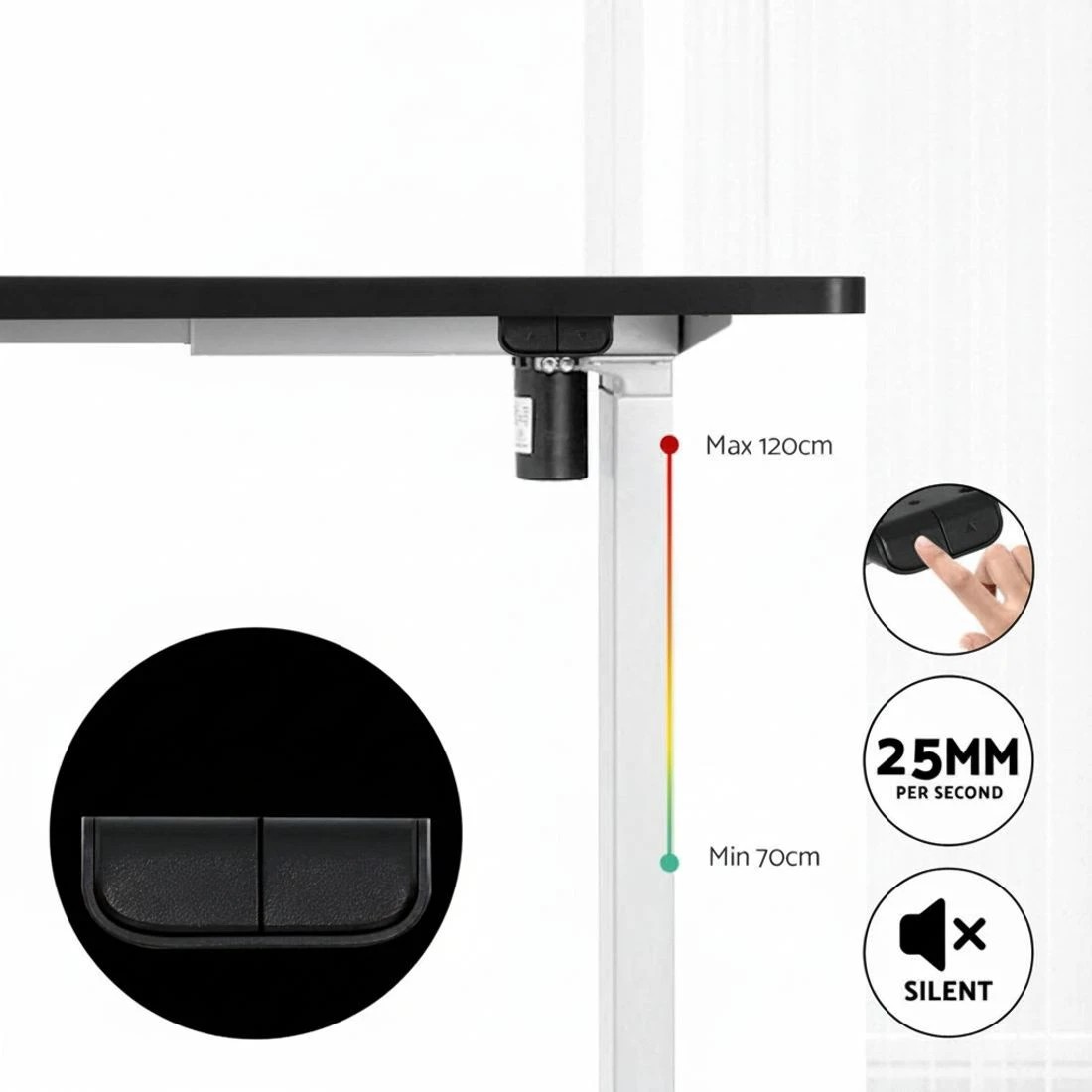 4 Artiss Standing Desk Motorised Sit Stand Desks  120CM - Black, 4 of 4