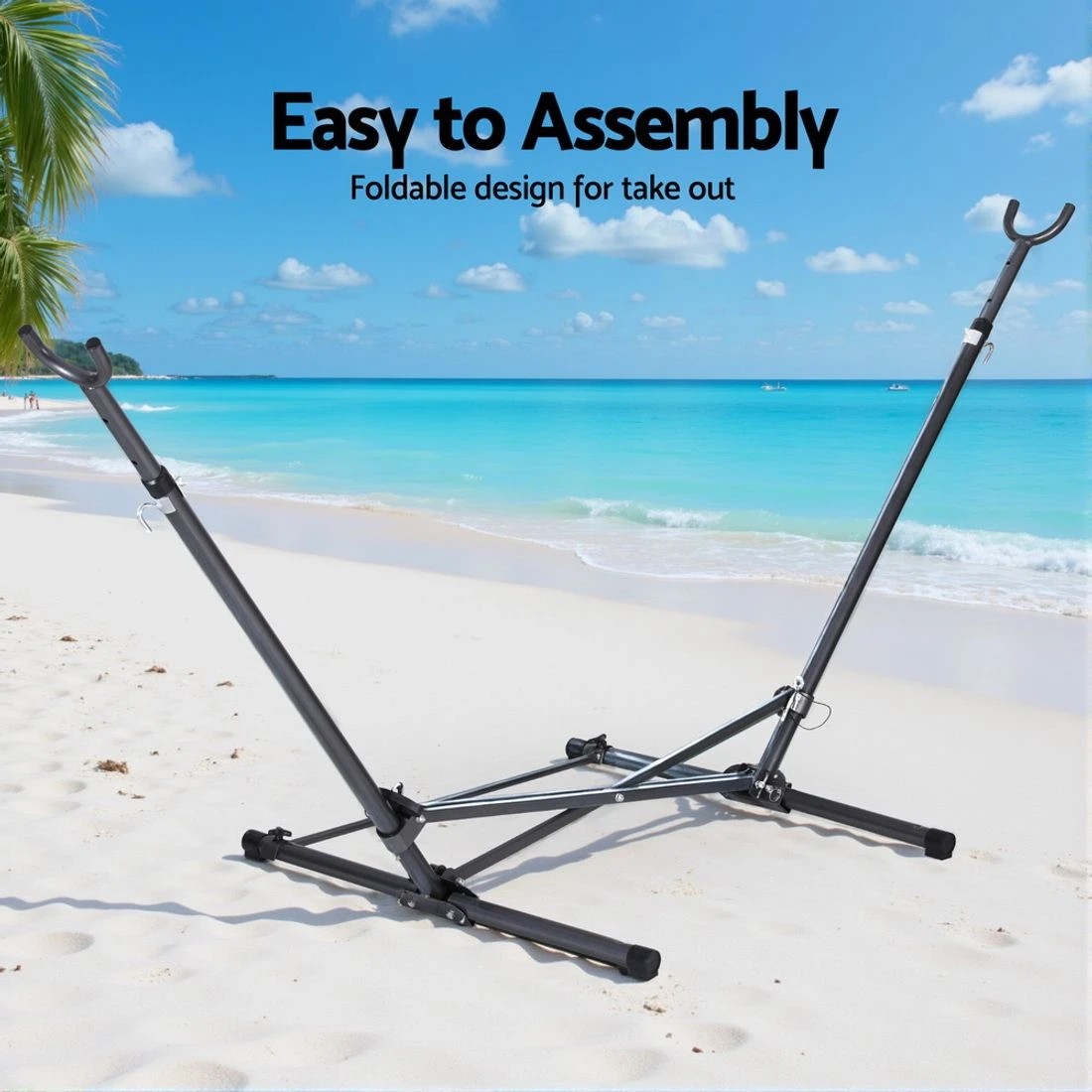 5 Gardeon Hammock Bed Stand Steel Frame Outdoor Indoor - Black, 5 of 5
