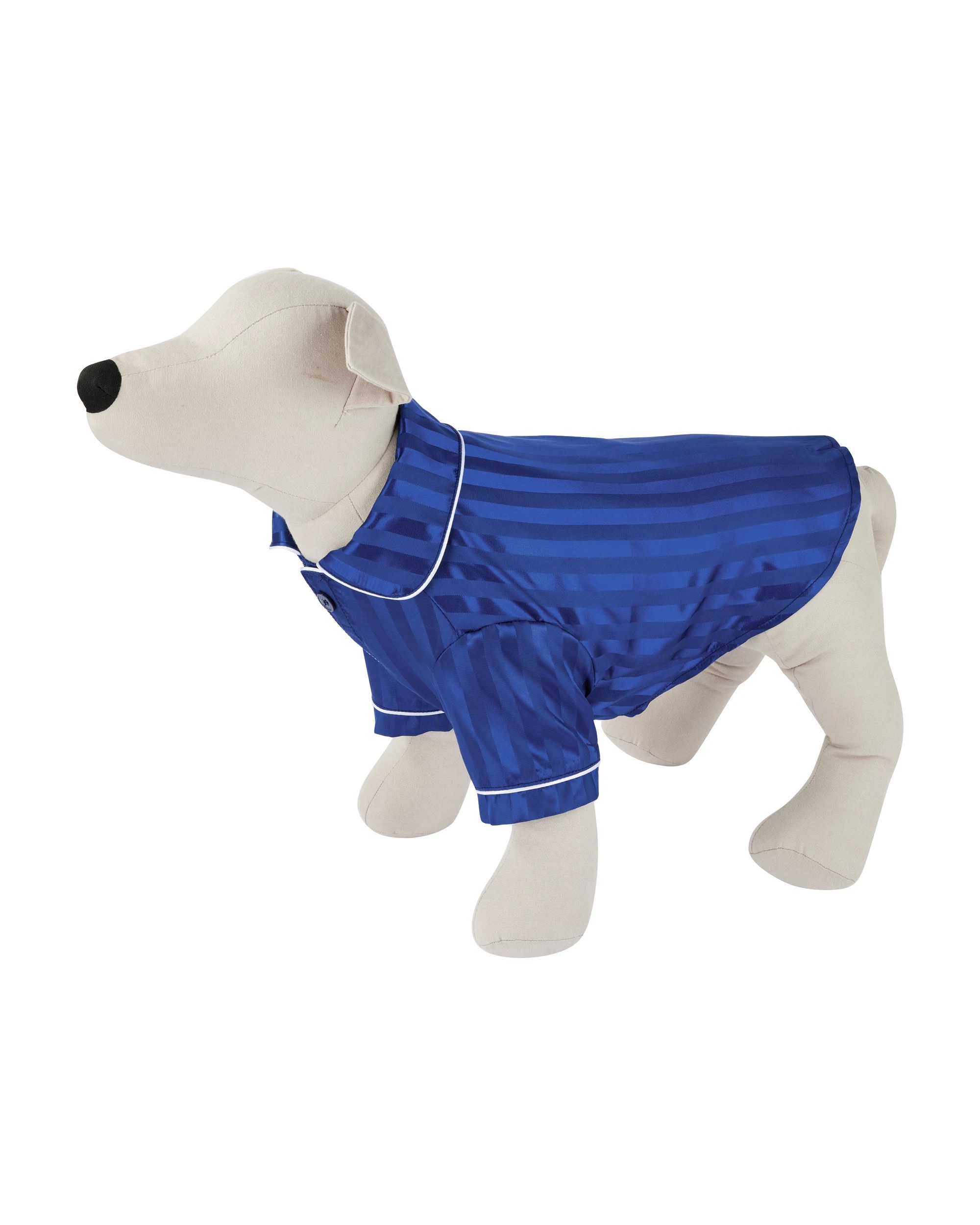 6 Pet Satin Stripe Pyjamas - Extra Large, Navy, 6 of 9