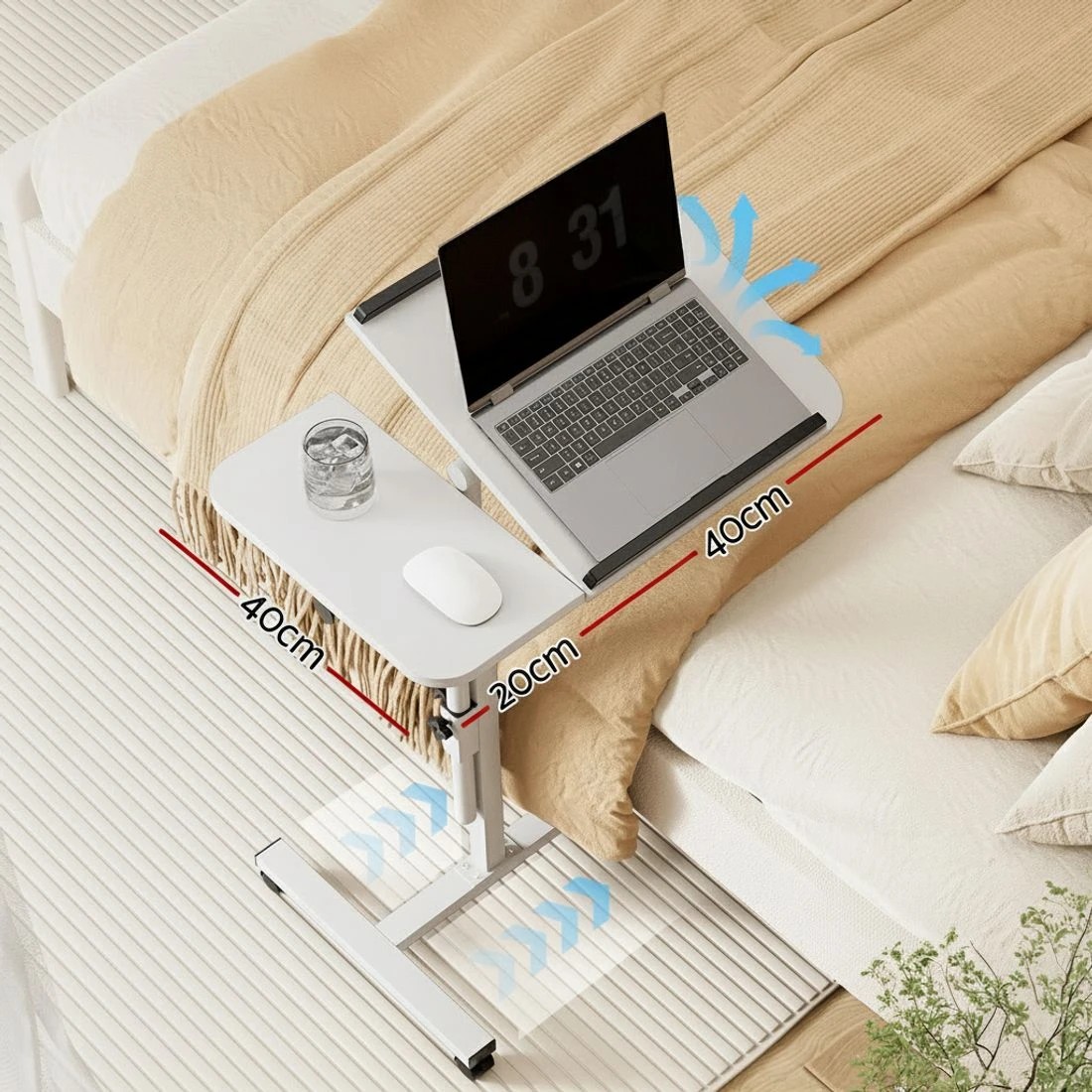 3 Artiss Laptop Desk Table Fan Cooling  60CM - White, 3 of 7